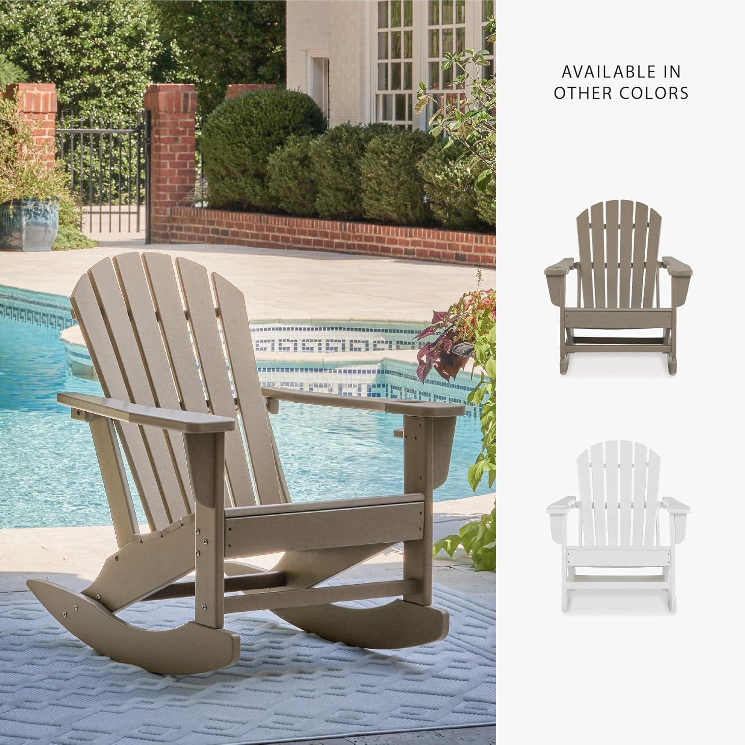 imageSignature Design by Ashley Sundown Treasure Cottage Weather Resistant Outdoor Rocking Chair with 1 Cup Holder Light BrownLight Brown