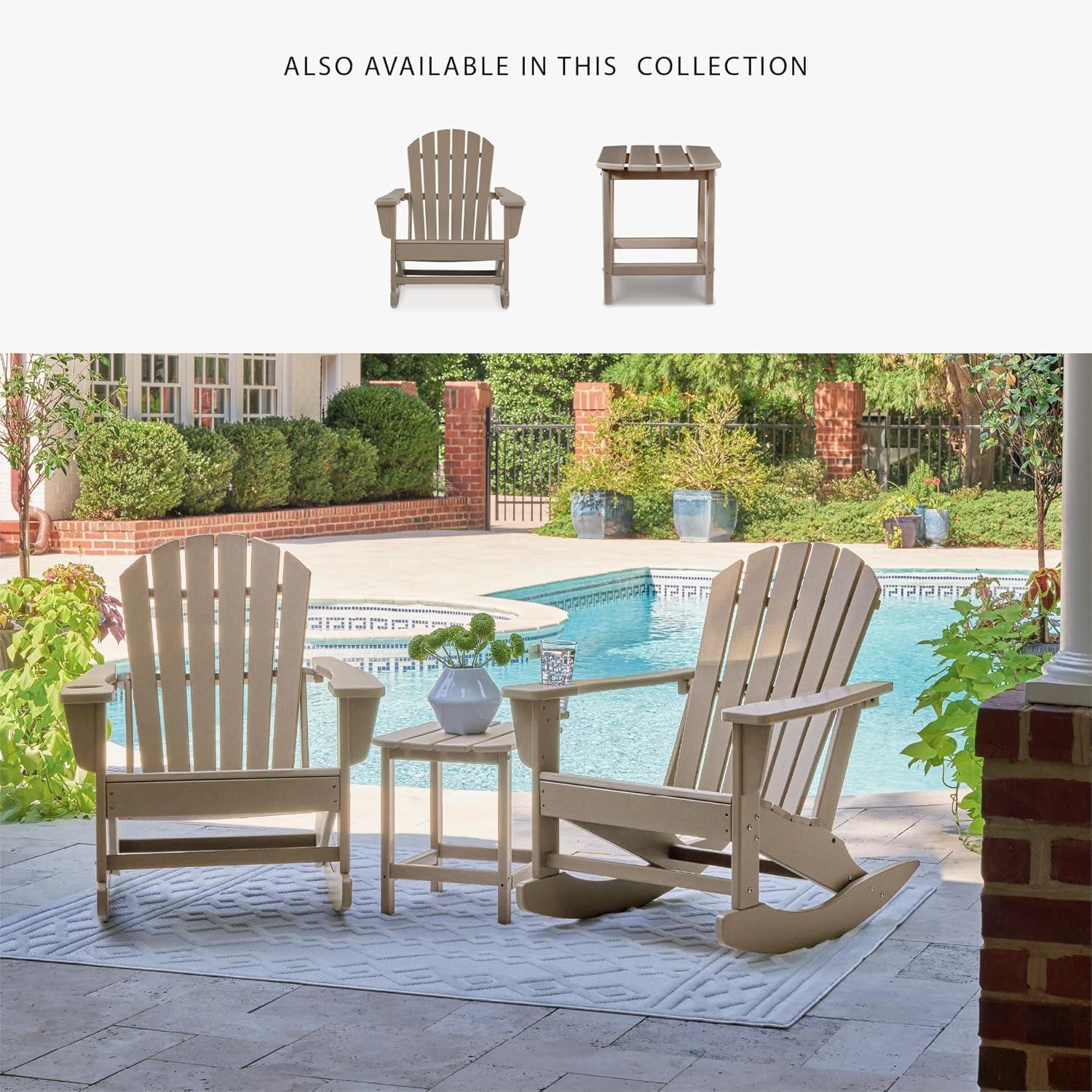 imageSignature Design by Ashley Sundown Treasure Cottage Weather Resistant Outdoor Rocking Chair with 1 Cup Holder Light BrownLight Brown