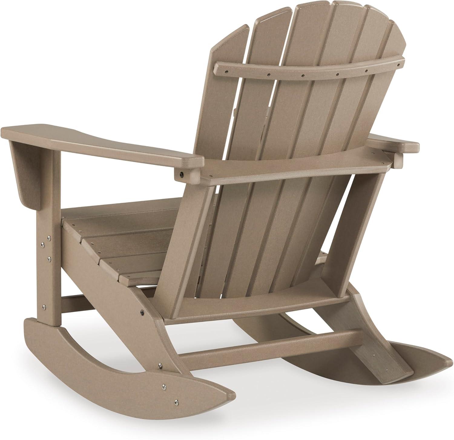 imageSignature Design by Ashley Sundown Treasure Cottage Weather Resistant Outdoor Rocking Chair with 1 Cup Holder Light BrownLight Brown