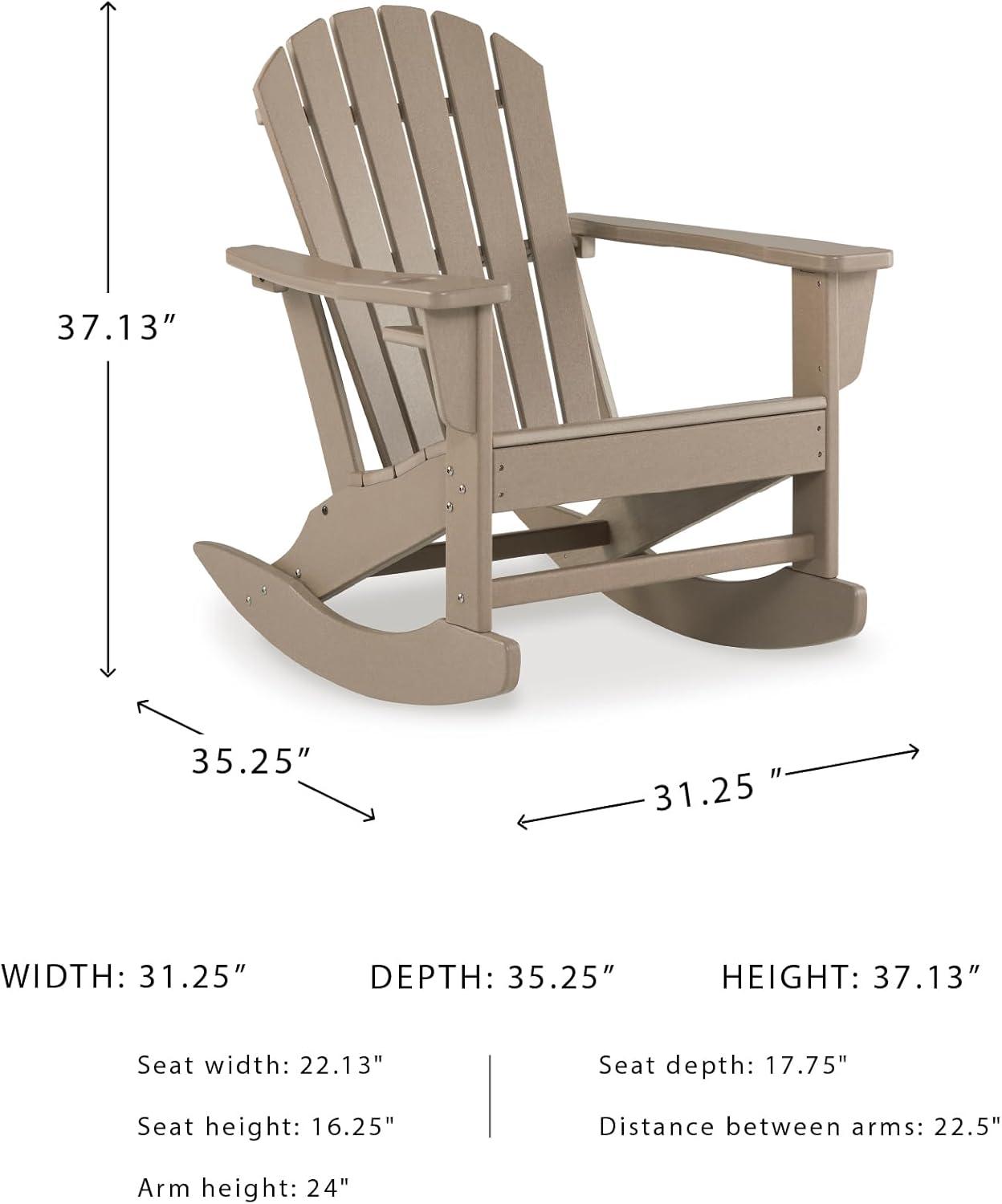 imageSignature Design by Ashley Sundown Treasure Cottage Weather Resistant Outdoor Rocking Chair with 1 Cup Holder Light BrownLight Brown
