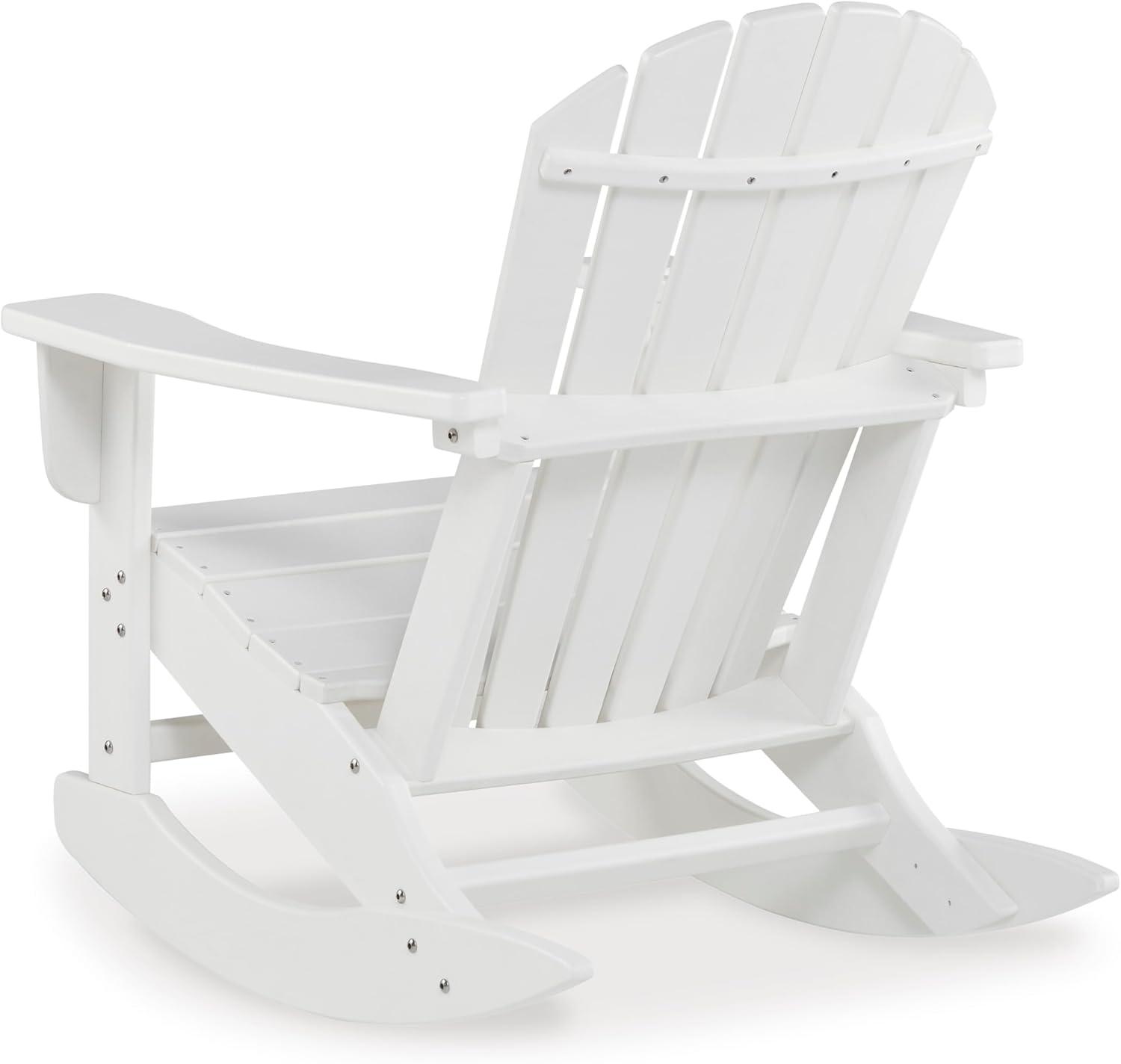 imageSignature Design by Ashley Sundown Treasure Cottage Weather Resistant Outdoor Rocking Chair with 1 Cup Holder Light BrownWhite