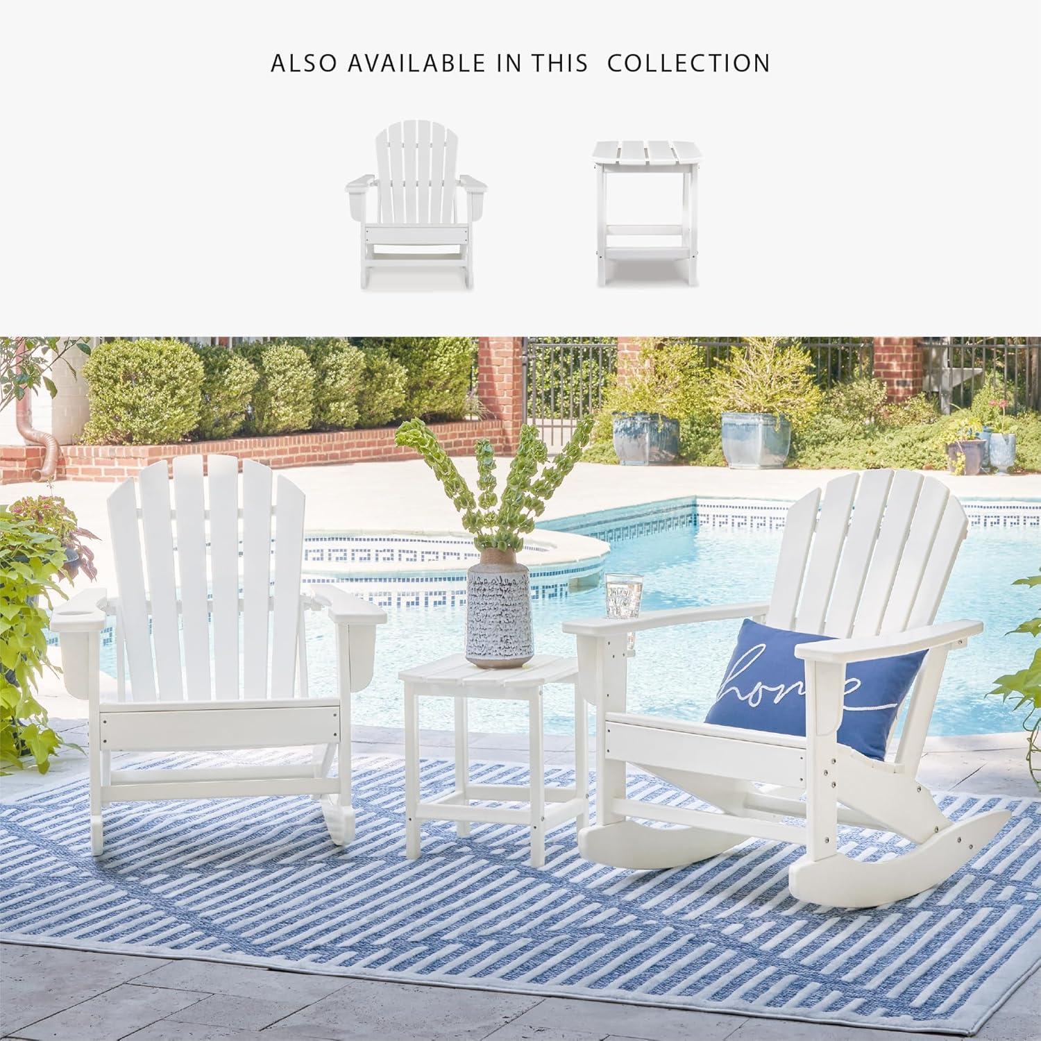 imageSignature Design by Ashley Sundown Treasure Cottage Weather Resistant Outdoor Rocking Chair with 1 Cup Holder Light BrownWhite