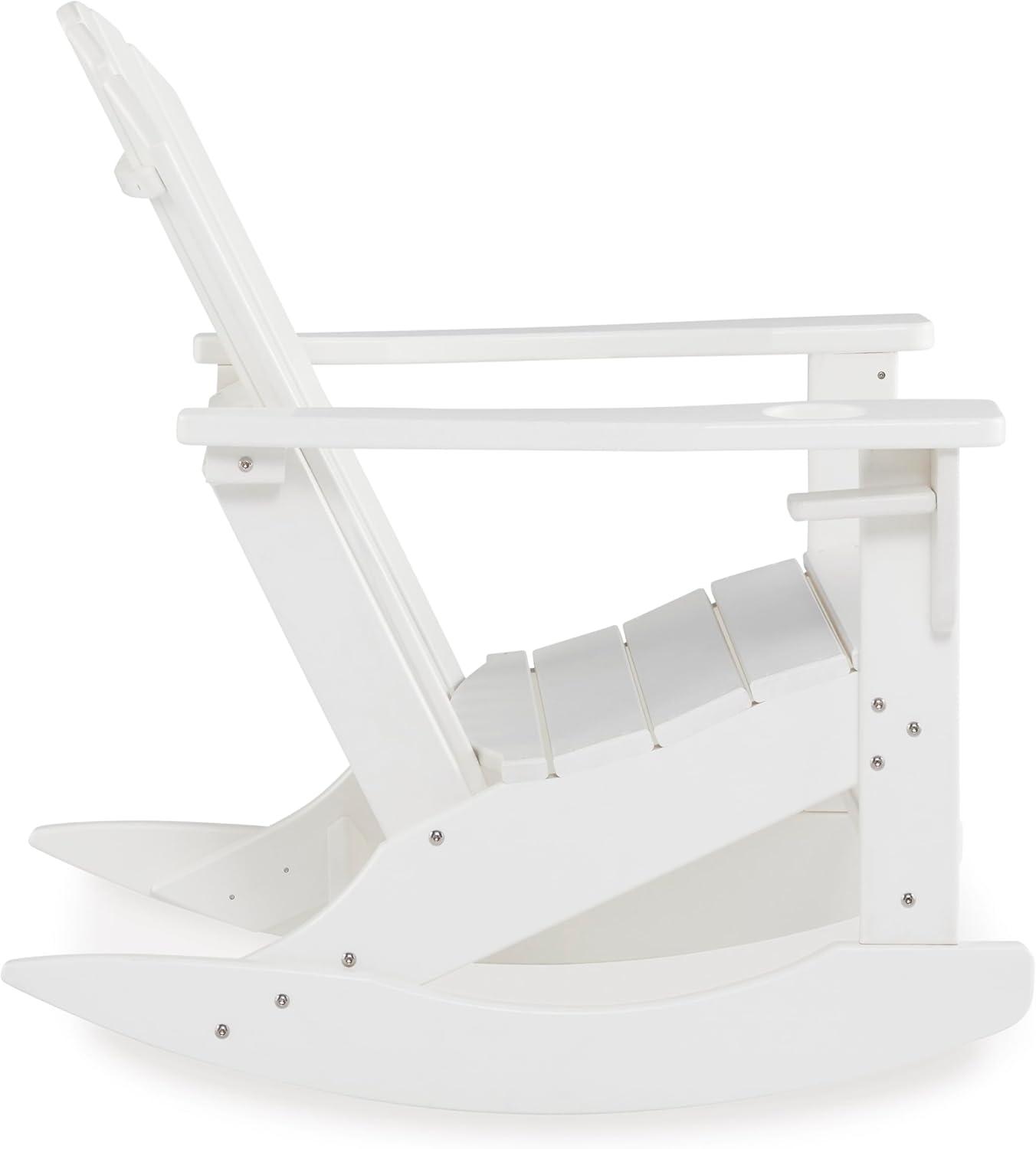 imageSignature Design by Ashley Sundown Treasure Cottage Weather Resistant Outdoor Rocking Chair with 1 Cup Holder Light BrownWhite