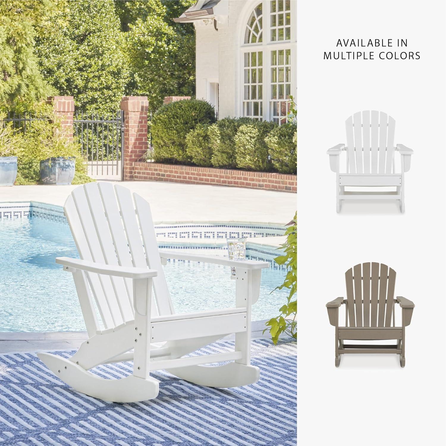 imageSignature Design by Ashley Sundown Treasure Cottage Weather Resistant Outdoor Rocking Chair with 1 Cup Holder Light BrownWhite