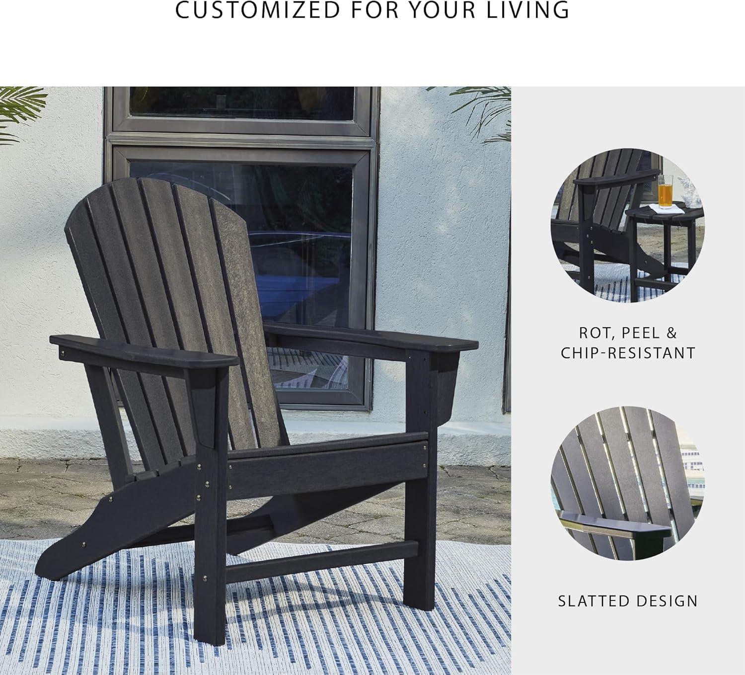 imageSignature Design by Ashley Sundown Treasure Outdoor Patio HDPE Weather Resistant Adirondack Chair WhiteBlack