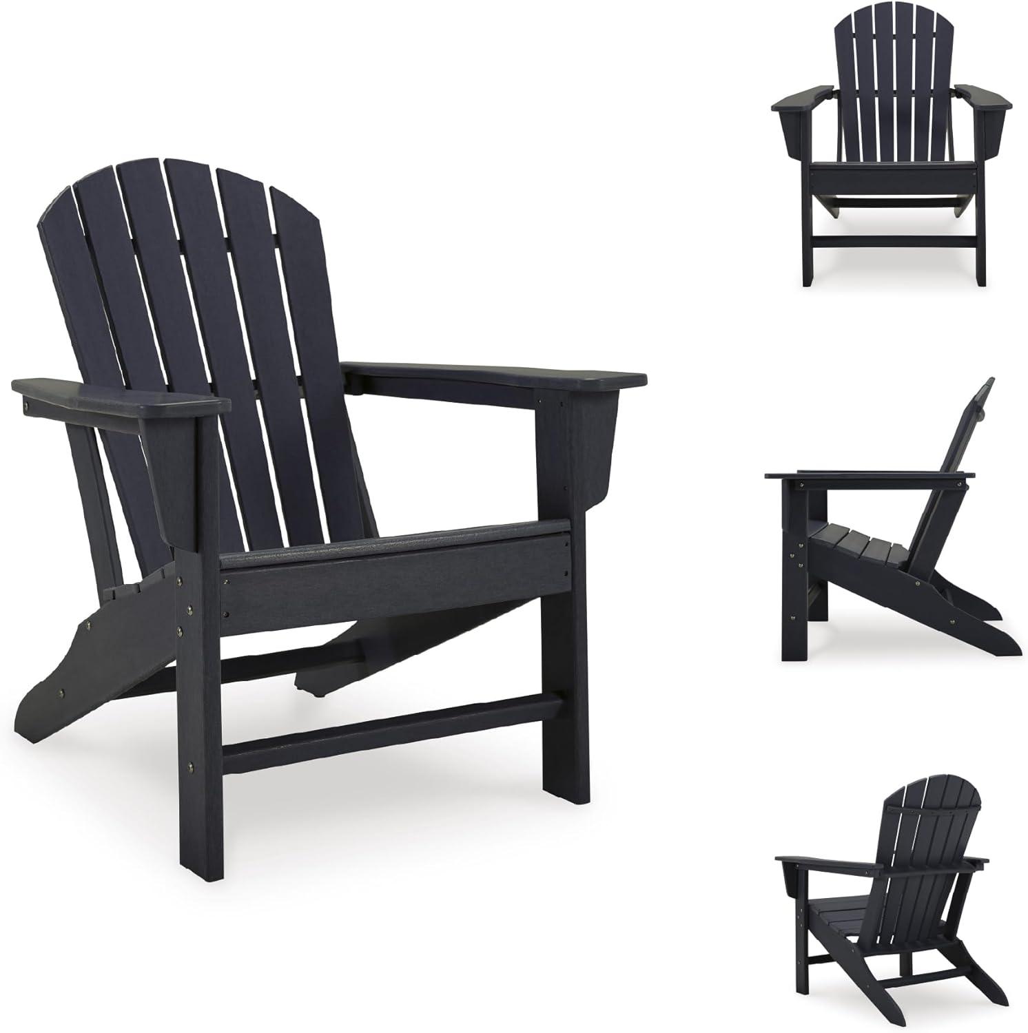 imageSignature Design by Ashley Sundown Treasure Outdoor Patio HDPE Weather Resistant Adirondack Chair WhiteBlack