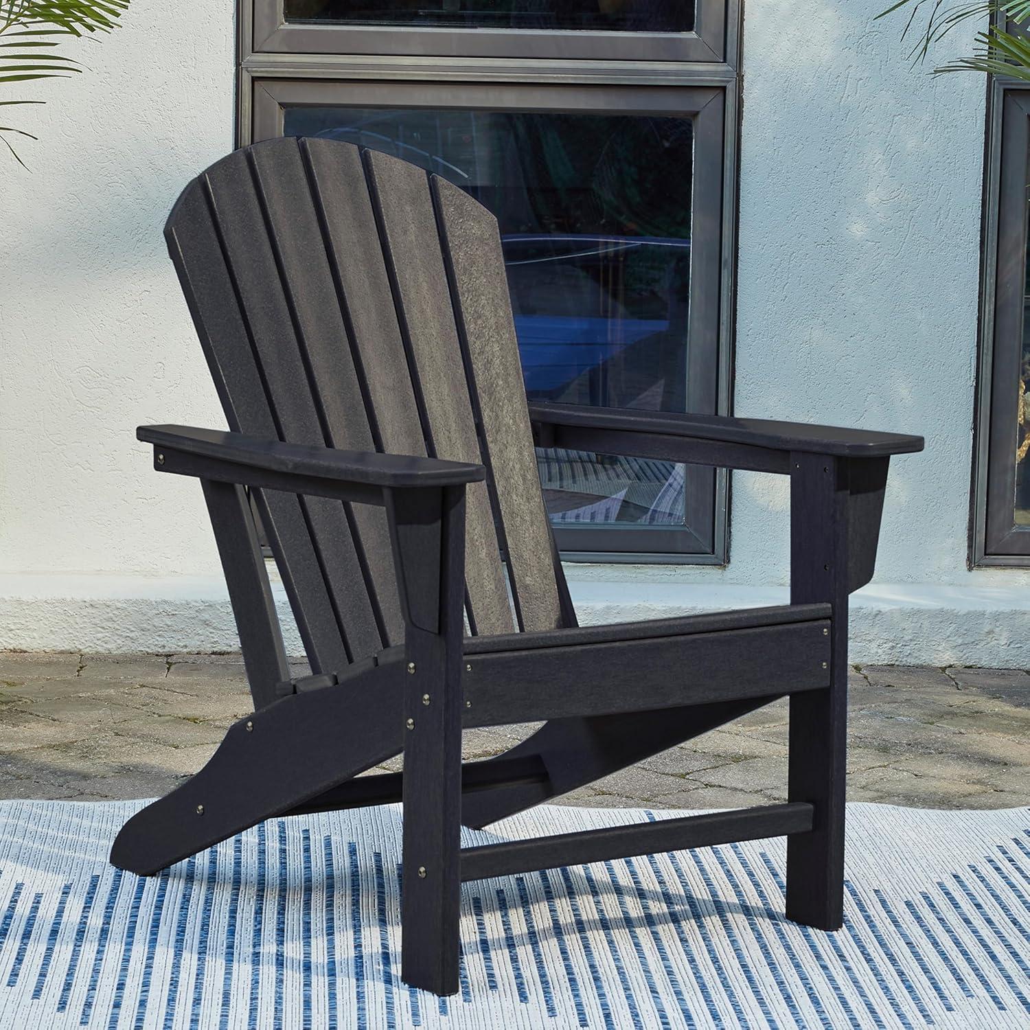 imageSignature Design by Ashley Sundown Treasure Outdoor Patio HDPE Weather Resistant Adirondack Chair WhiteBlack