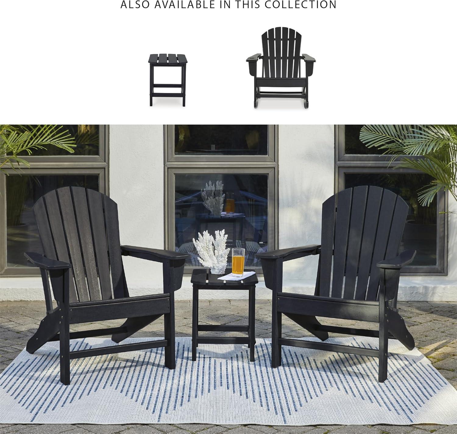 imageSignature Design by Ashley Sundown Treasure Outdoor Patio HDPE Weather Resistant Adirondack Chair WhiteBlack
