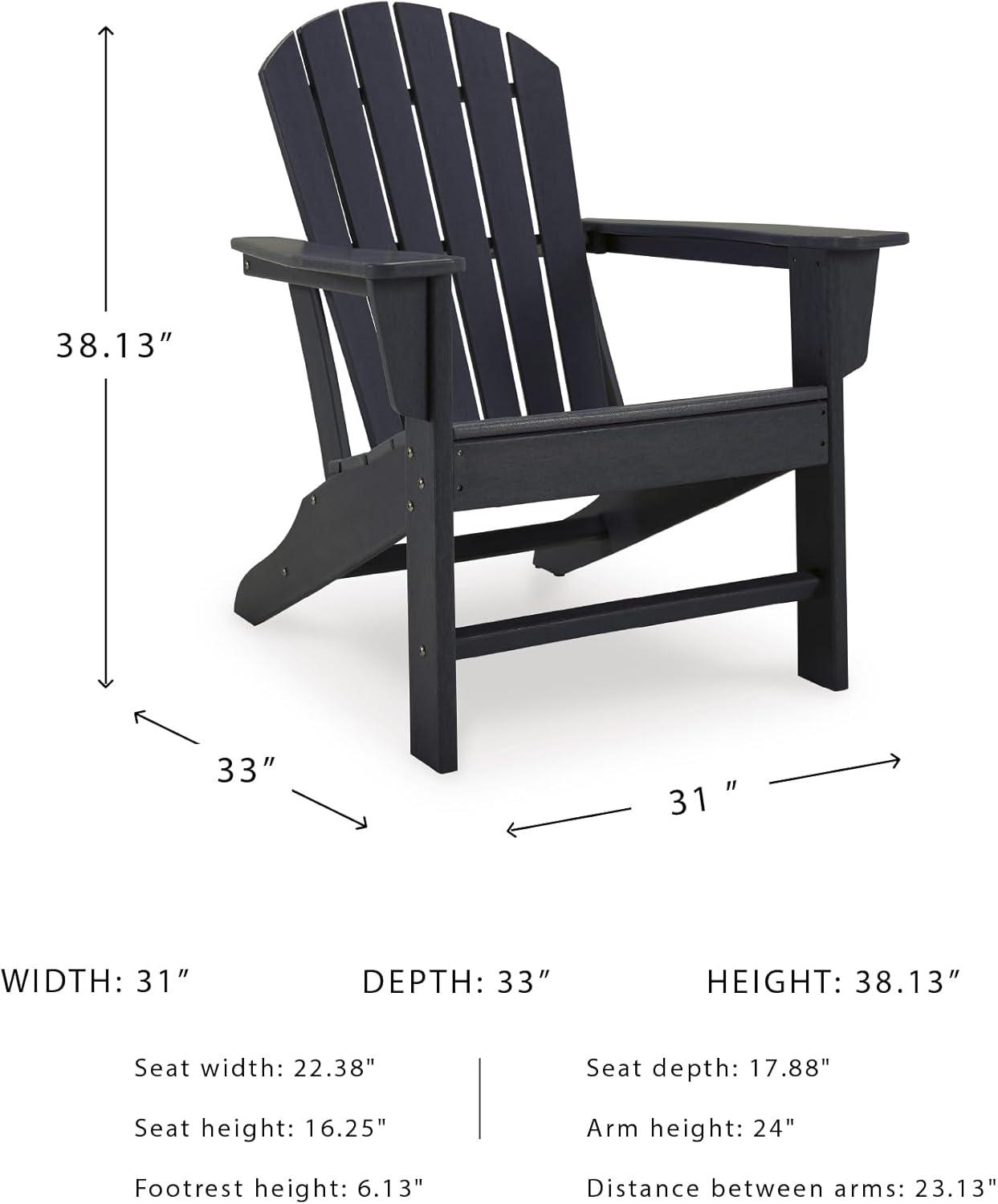 imageSignature Design by Ashley Sundown Treasure Outdoor Patio HDPE Weather Resistant Adirondack Chair WhiteBlack