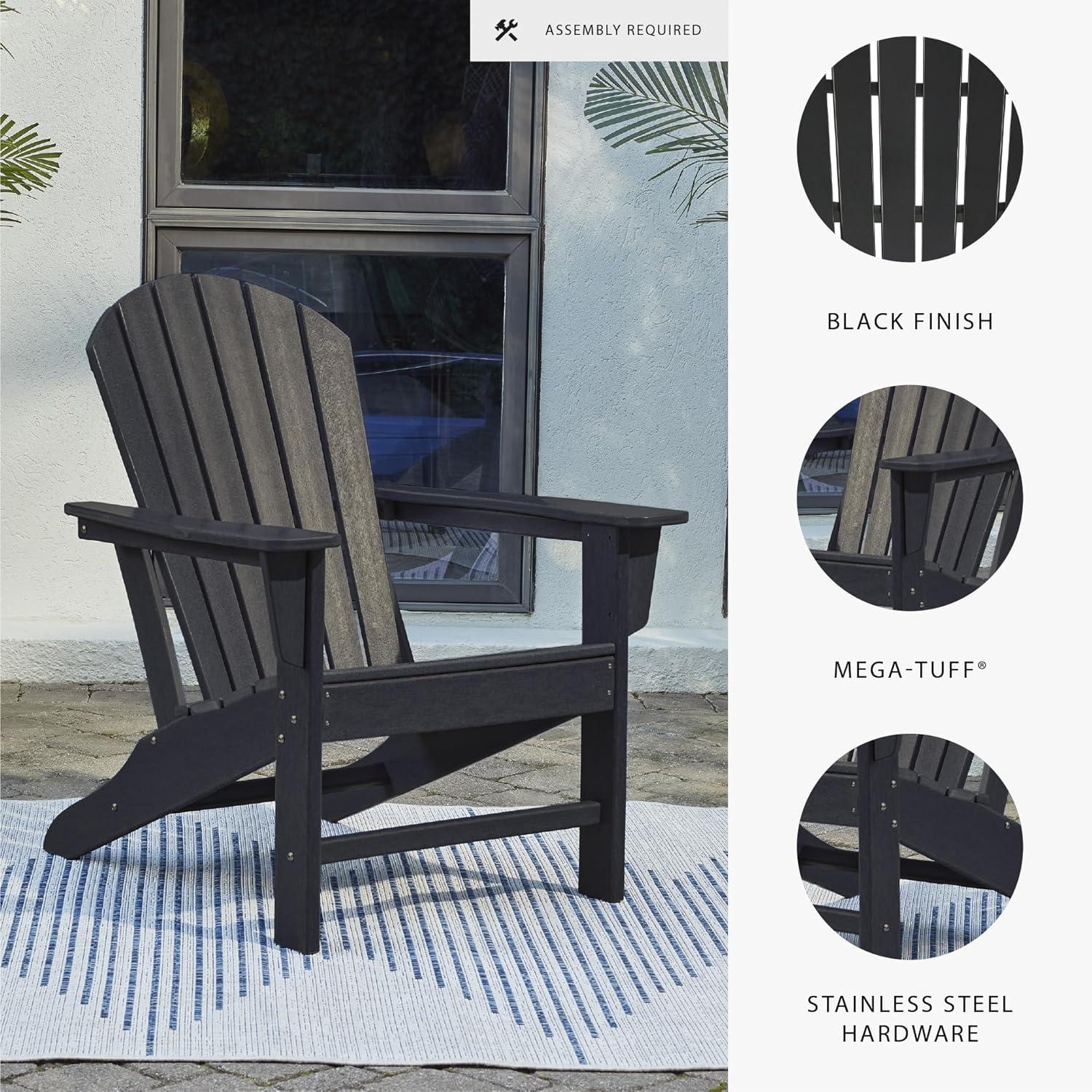 imageSignature Design by Ashley Sundown Treasure Outdoor Patio HDPE Weather Resistant Adirondack Chair WhiteBlack