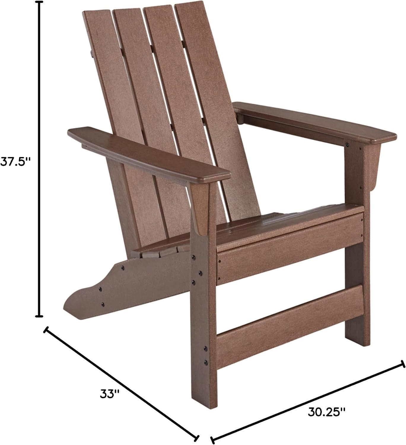 imageSignature Design by Ashley Sundown Treasure Outdoor Patio HDPE Weather Resistant Adirondack Chair WhiteBrown
