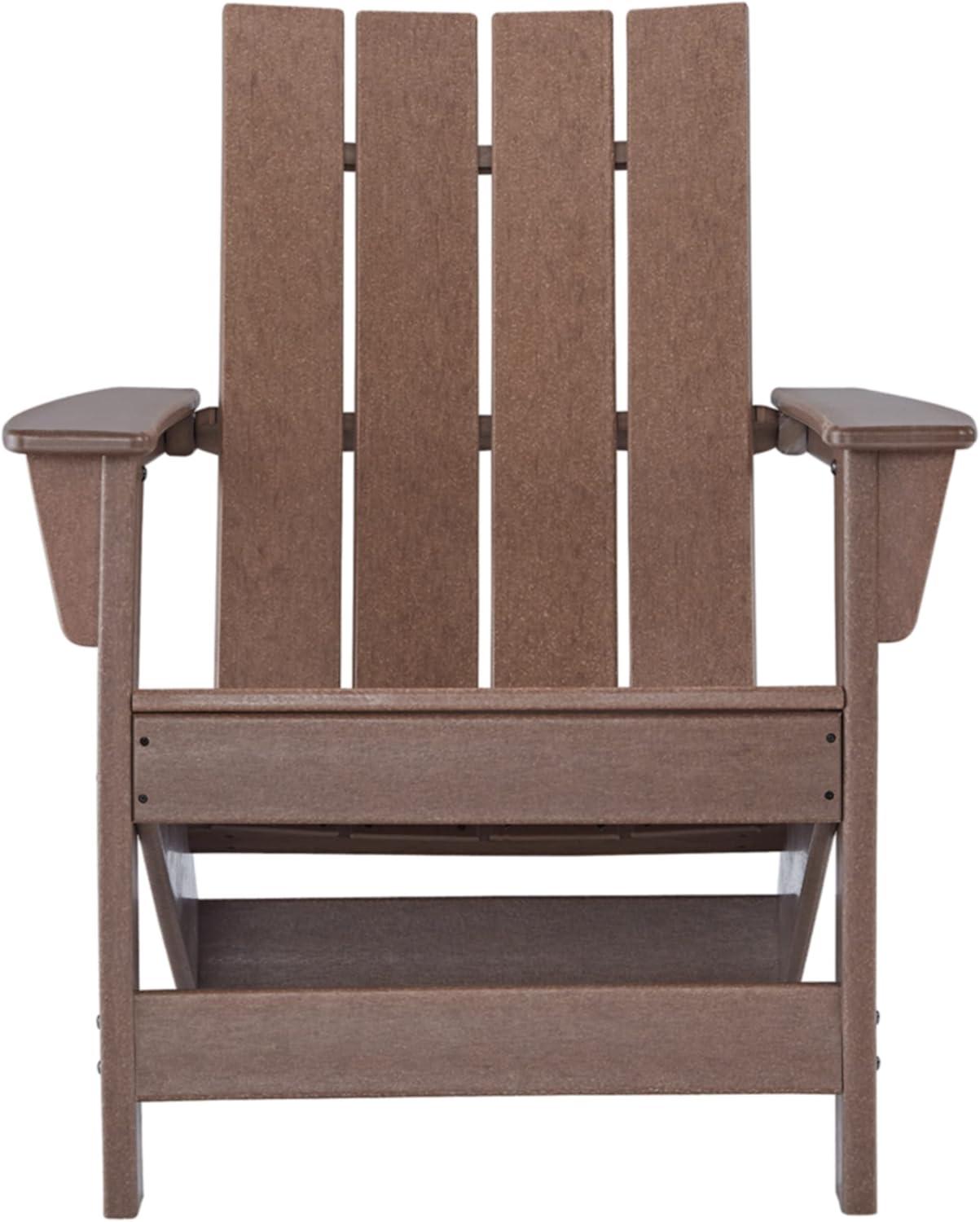 imageSignature Design by Ashley Sundown Treasure Outdoor Patio HDPE Weather Resistant Adirondack Chair WhiteBrown