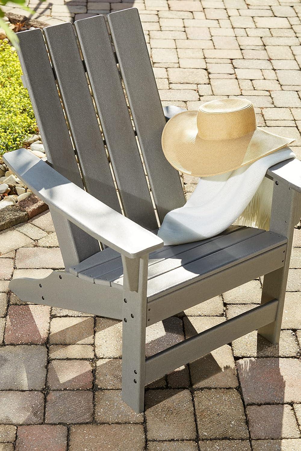imageSignature Design by Ashley Sundown Treasure Outdoor Patio HDPE Weather Resistant Adirondack Chair WhiteGrey