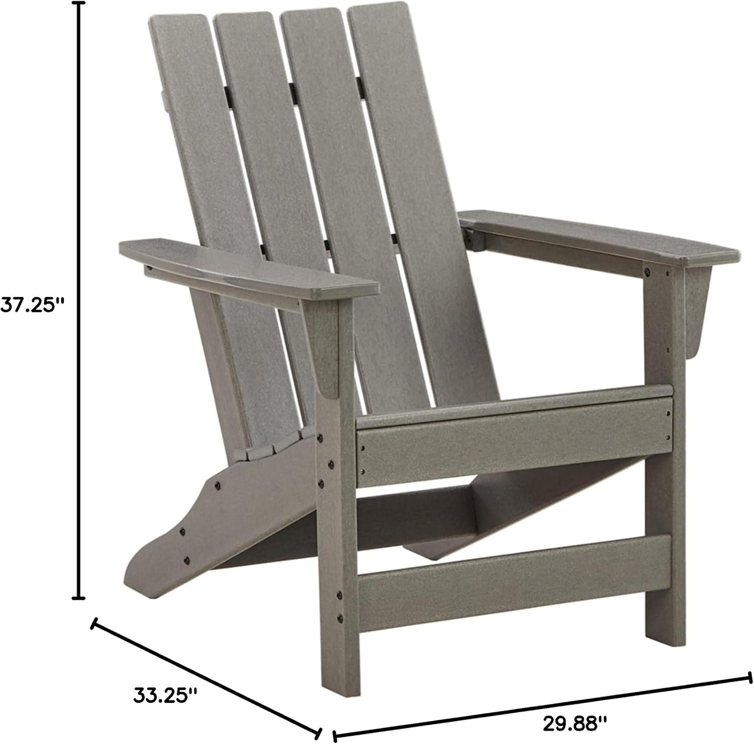 imageSignature Design by Ashley Sundown Treasure Outdoor Patio HDPE Weather Resistant Adirondack Chair WhiteGrey