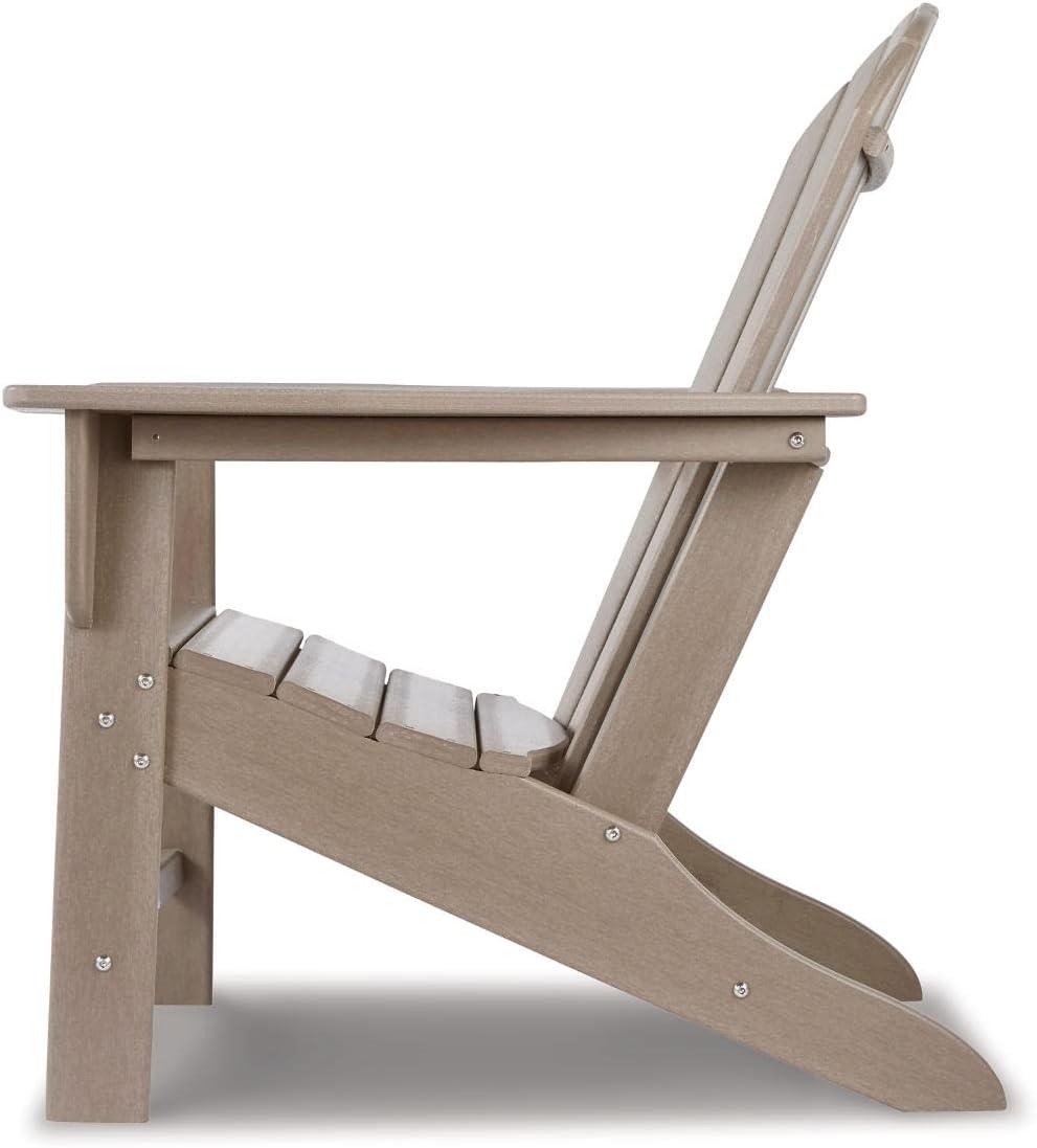 imageSignature Design by Ashley Sundown Treasure Outdoor Patio HDPE Weather Resistant Adirondack Chair WhiteLight Brown