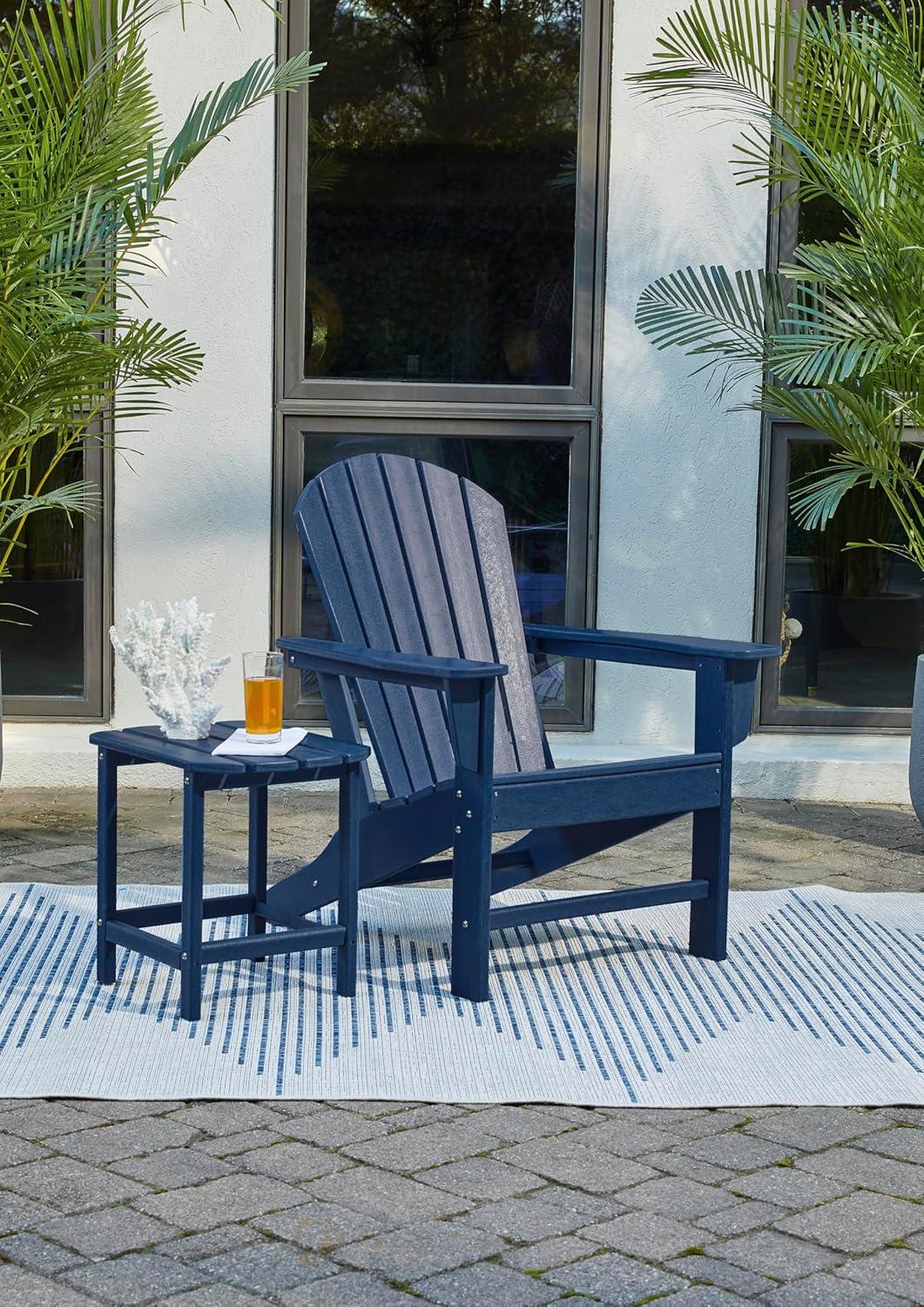 imageSignature Design by Ashley Sundown Treasure Outdoor Patio HDPE Weather Resistant Adirondack Chair WhiteNavy Blue