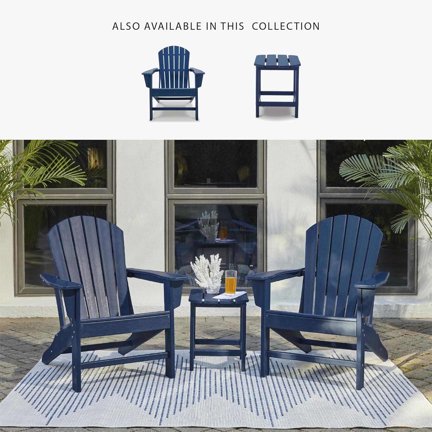 imageSignature Design by Ashley Sundown Treasure Outdoor Patio HDPE Weather Resistant Adirondack Chair WhiteNavy Blue