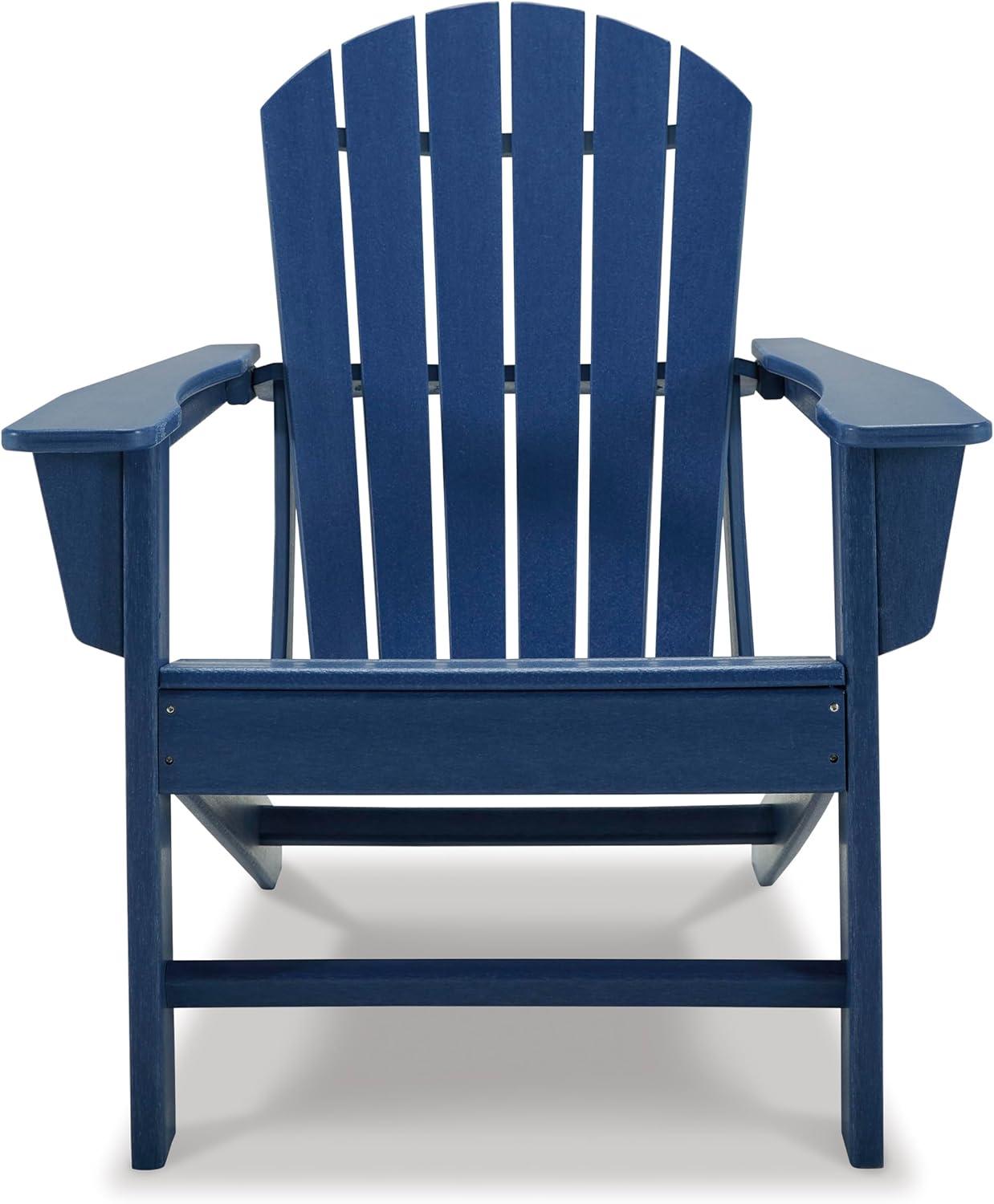 imageSignature Design by Ashley Sundown Treasure Outdoor Patio HDPE Weather Resistant Adirondack Chair WhiteNavy Blue