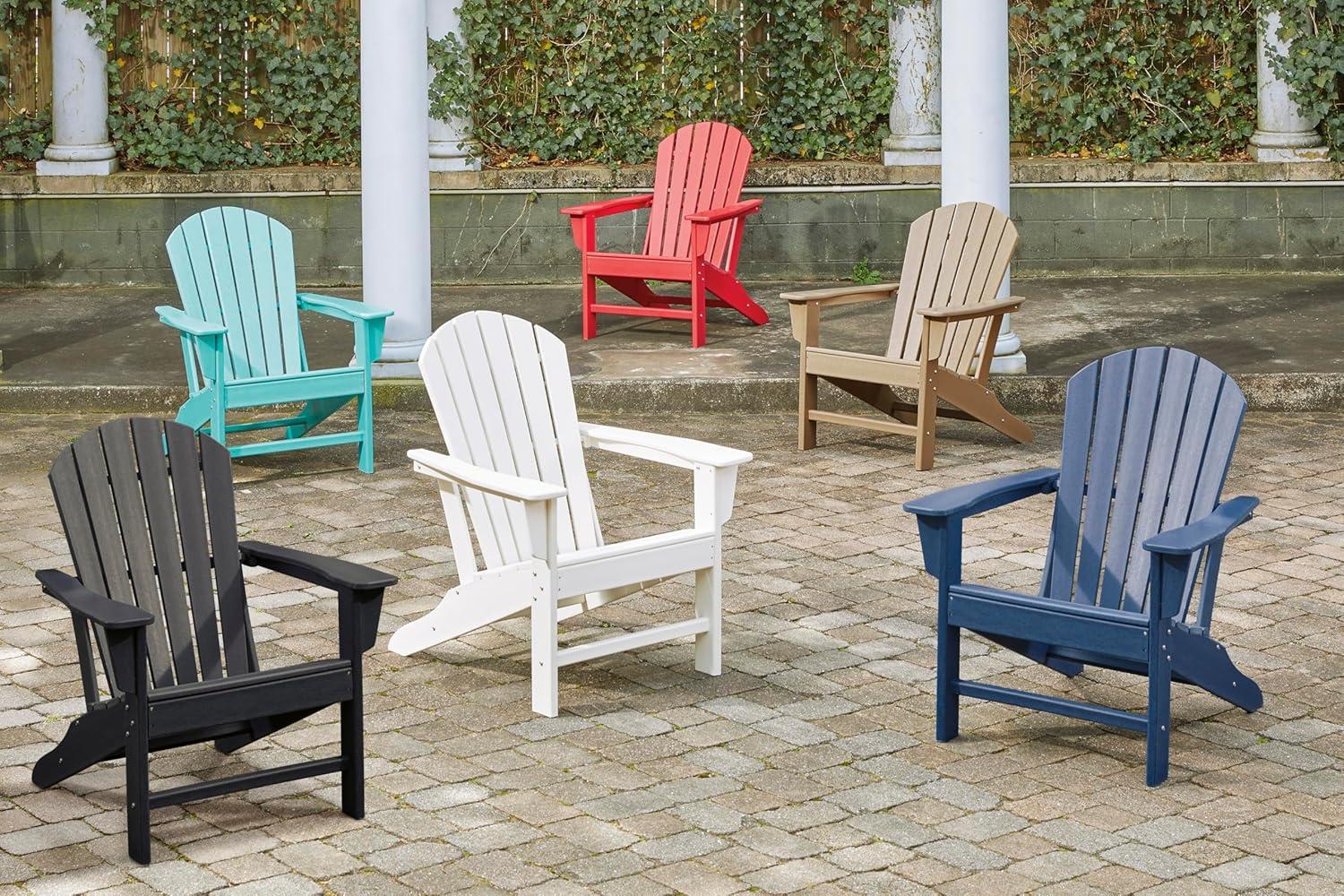 imageSignature Design by Ashley Sundown Treasure Outdoor Patio HDPE Weather Resistant Adirondack Chair WhiteNavy Blue