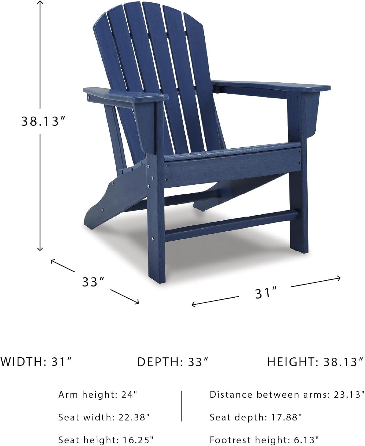 imageSignature Design by Ashley Sundown Treasure Outdoor Patio HDPE Weather Resistant Adirondack Chair WhiteNavy Blue