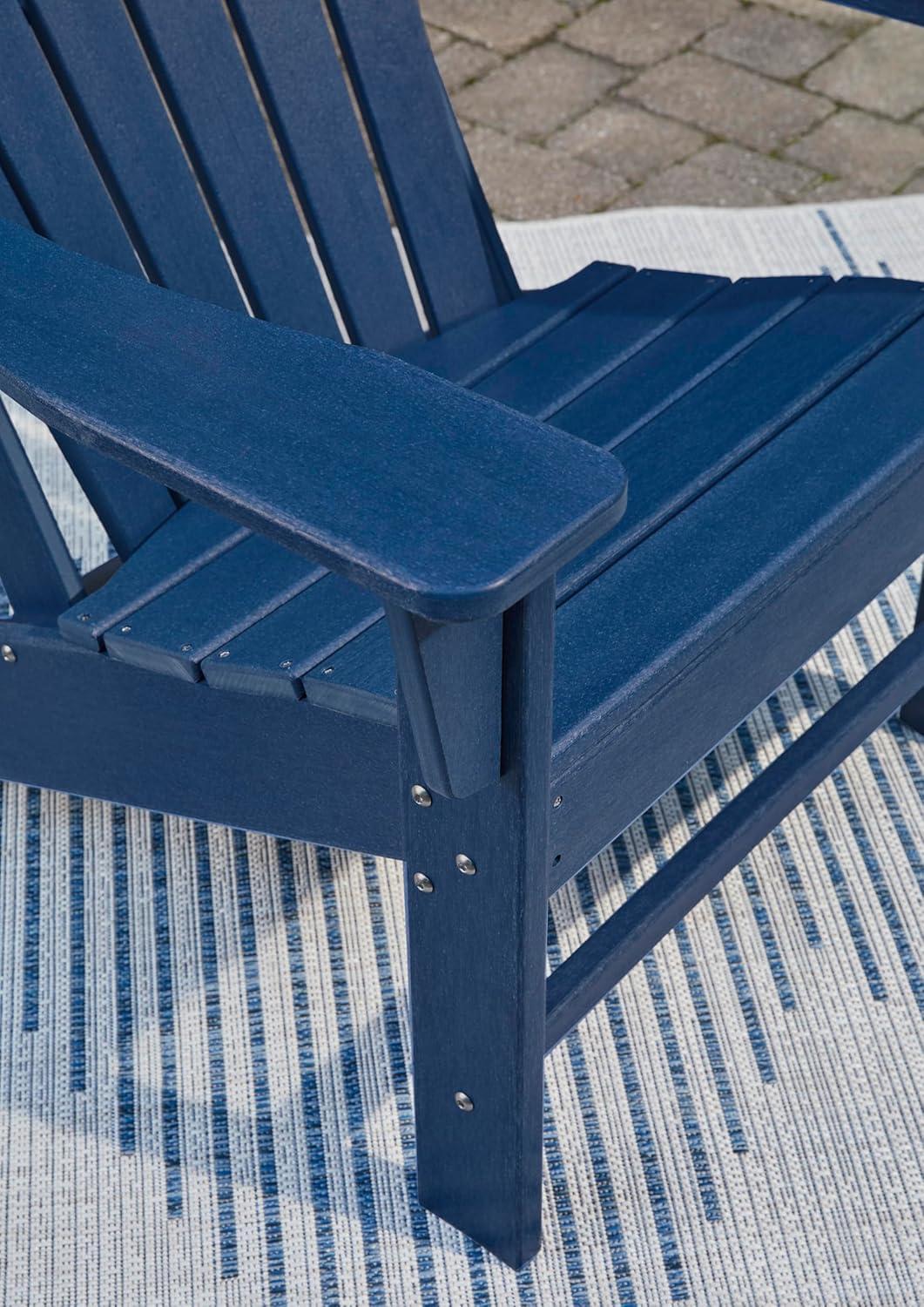 imageSignature Design by Ashley Sundown Treasure Outdoor Patio HDPE Weather Resistant Adirondack Chair WhiteNavy Blue