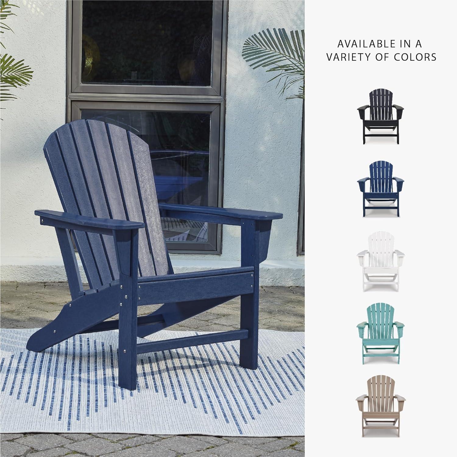 imageSignature Design by Ashley Sundown Treasure Outdoor Patio HDPE Weather Resistant Adirondack Chair WhiteNavy Blue