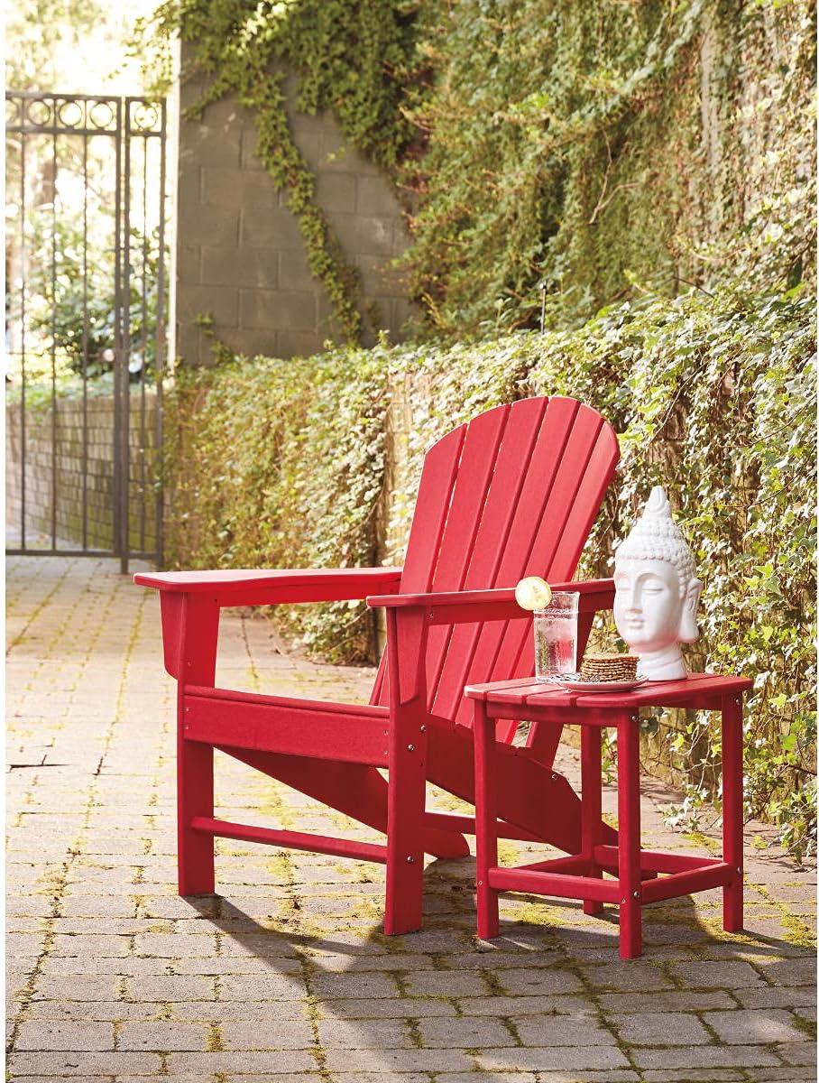imageSignature Design by Ashley Sundown Treasure Outdoor Patio HDPE Weather Resistant Adirondack Chair WhiteRed