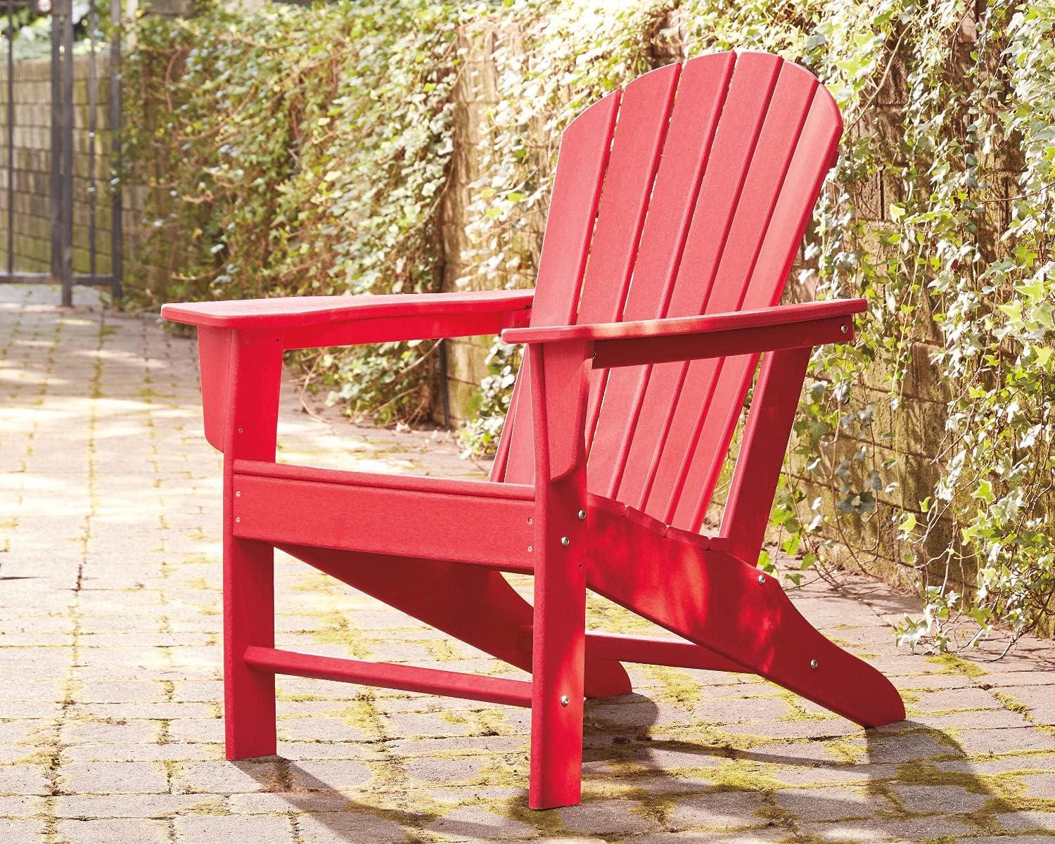 imageSignature Design by Ashley Sundown Treasure Outdoor Patio HDPE Weather Resistant Adirondack Chair WhiteRed