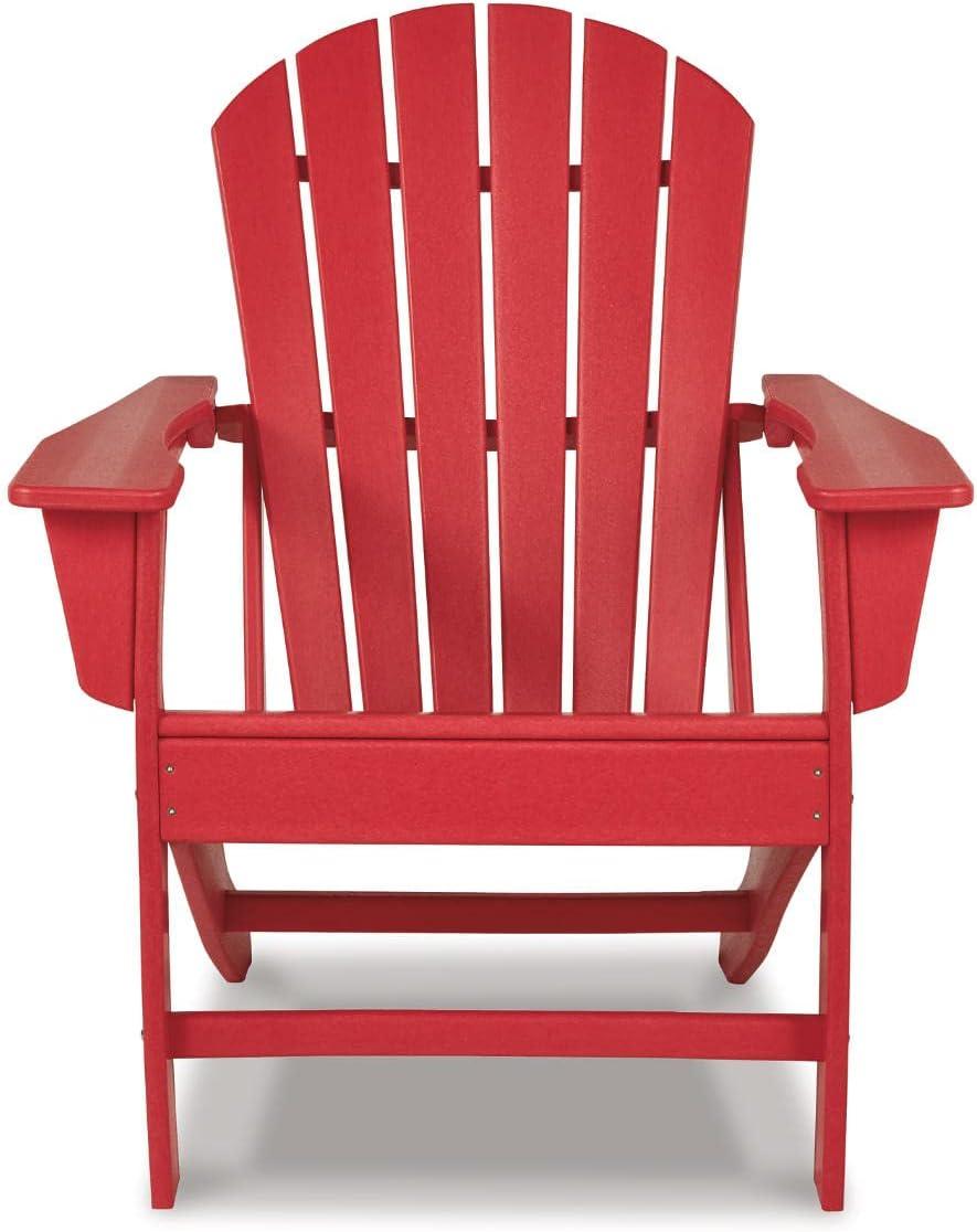 imageSignature Design by Ashley Sundown Treasure Outdoor Patio HDPE Weather Resistant Adirondack Chair WhiteRed