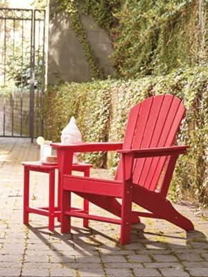 imageSignature Design by Ashley Sundown Treasure Outdoor Patio HDPE Weather Resistant Adirondack Chair WhiteRed
