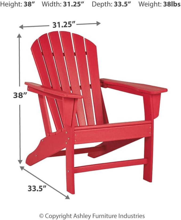 imageSignature Design by Ashley Sundown Treasure Outdoor Patio HDPE Weather Resistant Adirondack Chair WhiteRed