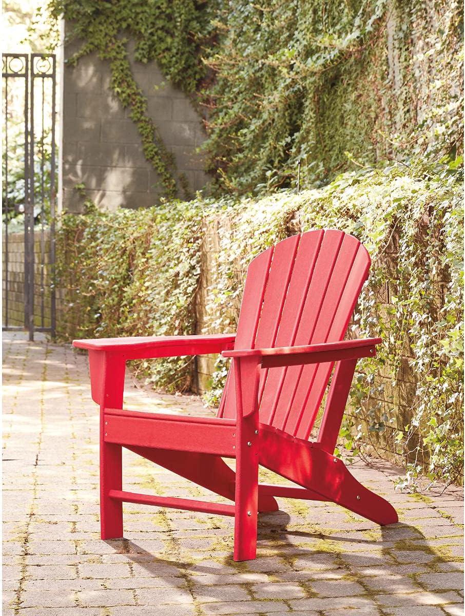 imageSignature Design by Ashley Sundown Treasure Outdoor Patio HDPE Weather Resistant Adirondack Chair WhiteRed