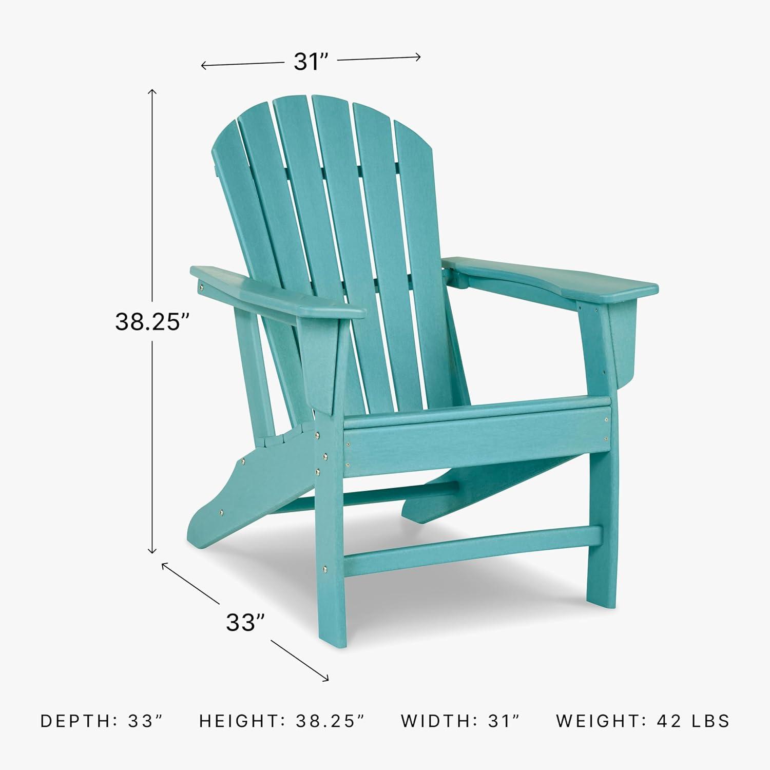 imageSignature Design by Ashley Sundown Treasure Outdoor Patio HDPE Weather Resistant Adirondack Chair WhiteTurquoise
