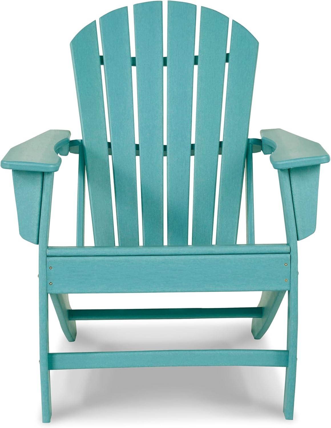 imageSignature Design by Ashley Sundown Treasure Outdoor Patio HDPE Weather Resistant Adirondack Chair WhiteTurquoise