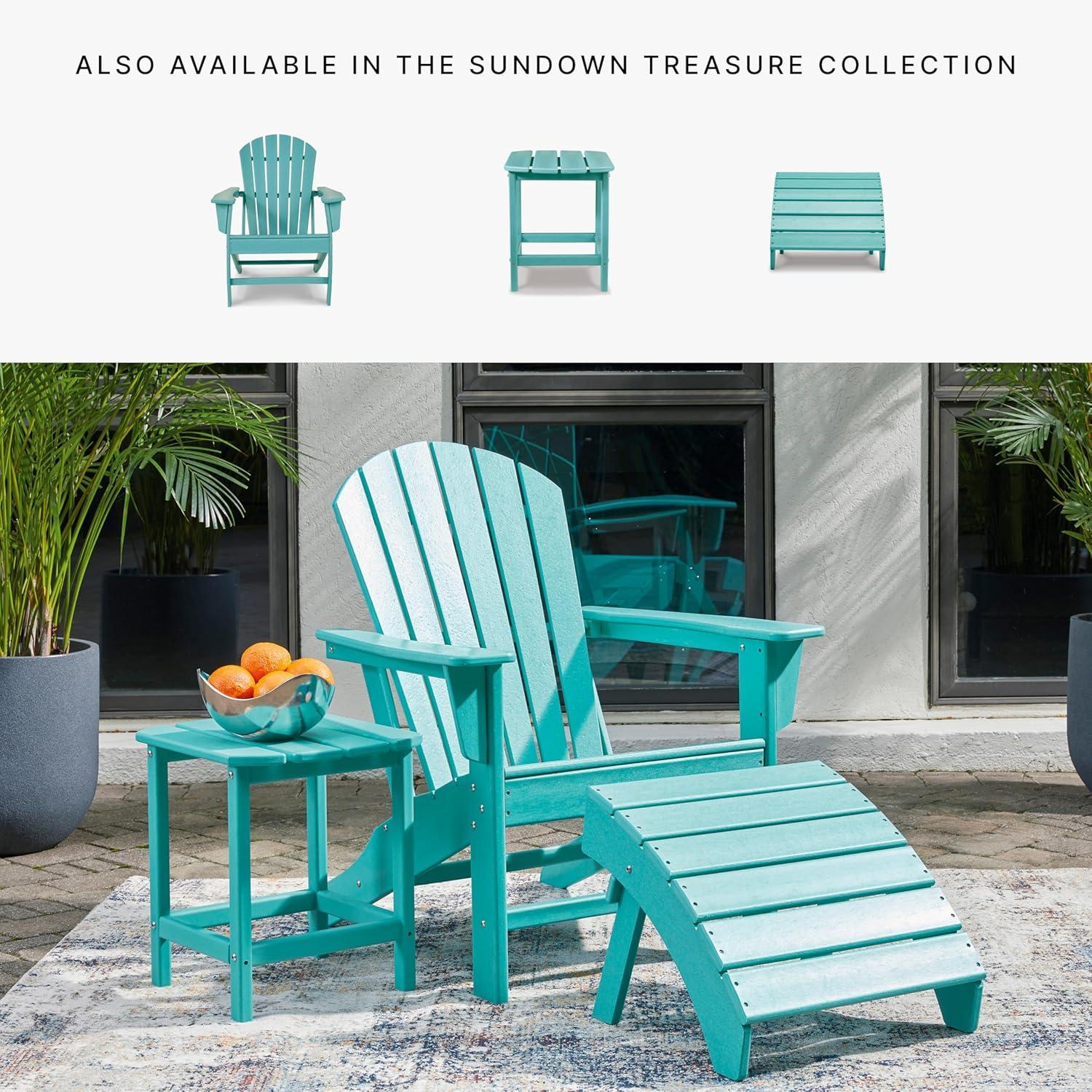 imageSignature Design by Ashley Sundown Treasure Outdoor Patio HDPE Weather Resistant Adirondack Chair WhiteTurquoise