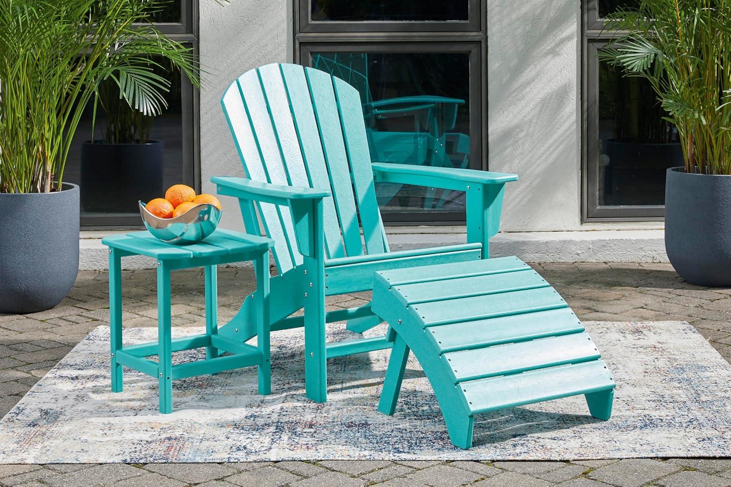 imageSignature Design by Ashley Sundown Treasure Outdoor Patio HDPE Weather Resistant Adirondack Chair WhiteTurquoise