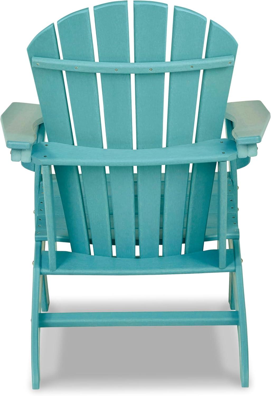 imageSignature Design by Ashley Sundown Treasure Outdoor Patio HDPE Weather Resistant Adirondack Chair WhiteTurquoise