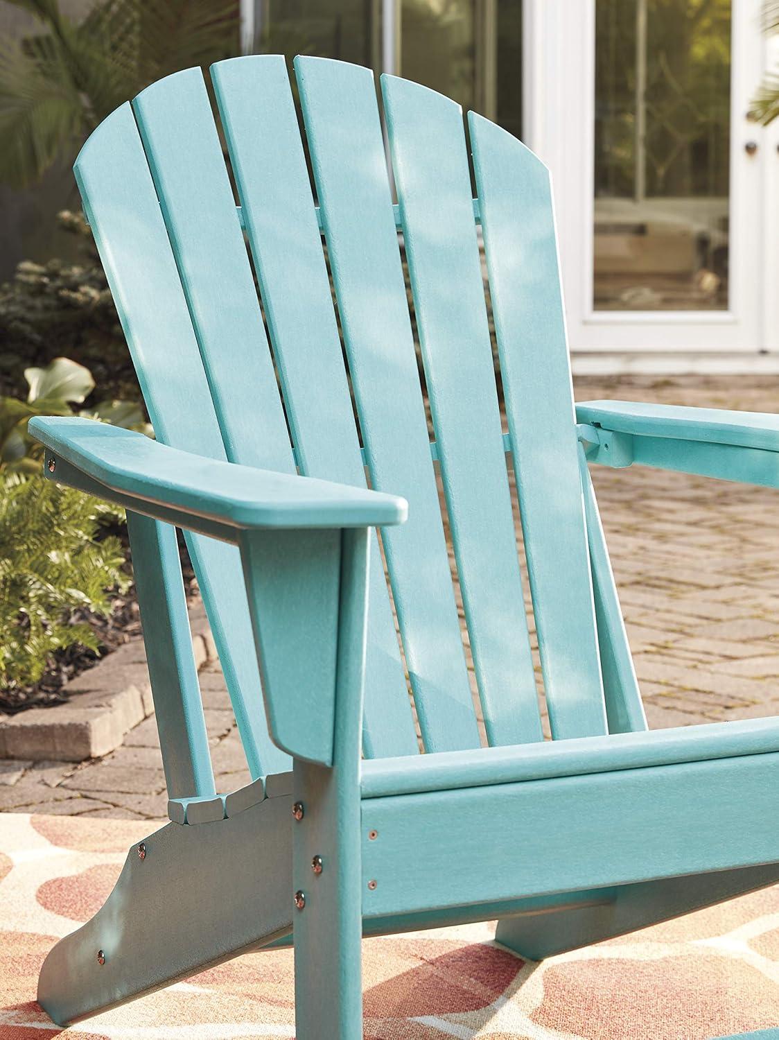 imageSignature Design by Ashley Sundown Treasure Outdoor Patio HDPE Weather Resistant Adirondack Chair WhiteTurquoise