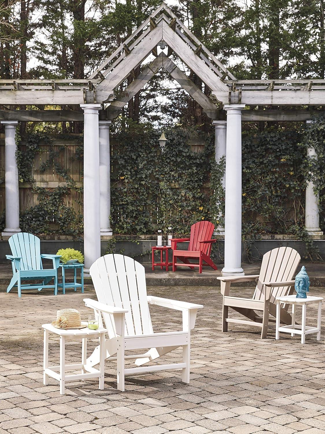 imageSignature Design by Ashley Sundown Treasure Outdoor Patio HDPE Weather Resistant Adirondack Chair WhiteTurquoise
