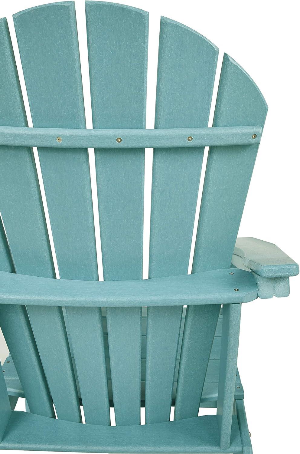 imageSignature Design by Ashley Sundown Treasure Outdoor Patio HDPE Weather Resistant Adirondack Chair WhiteTurquoise