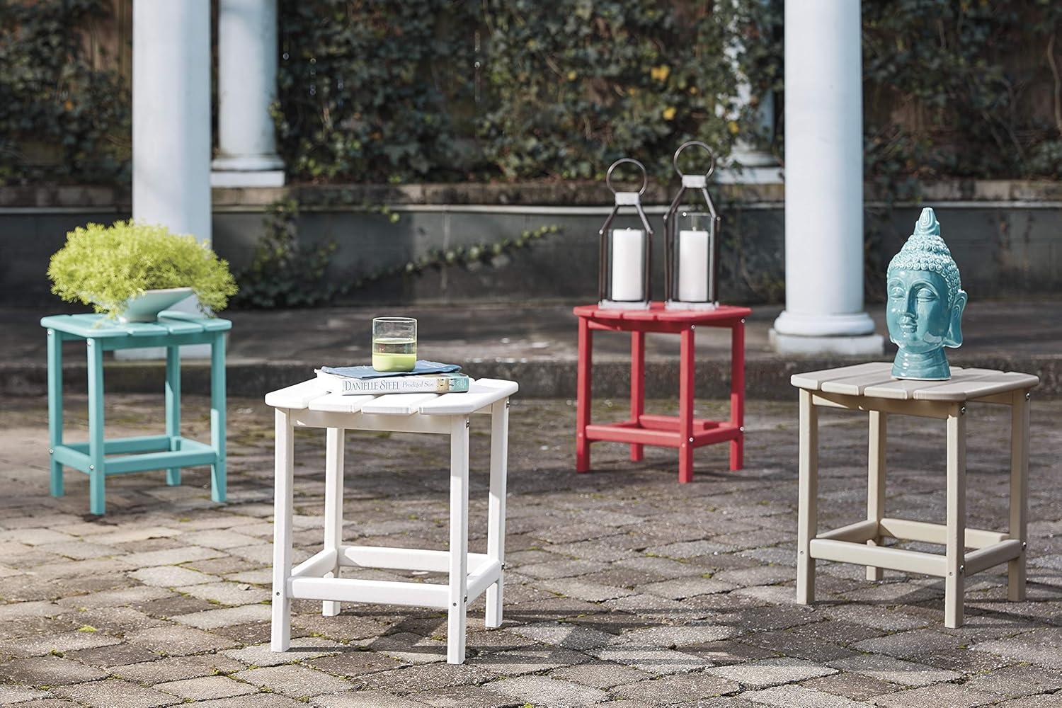 imageSignature Design by Ashley Sundown Treasure Outdoor Patio HDPE Weather Resistant End Table BrownTurquoise
