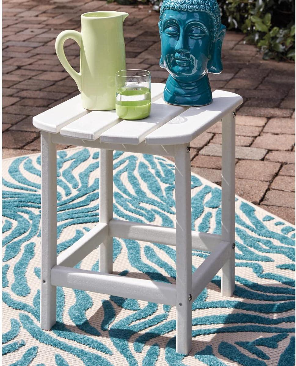 imageSignature Design by Ashley Sundown Treasure Outdoor Patio HDPE Weather Resistant End Table BrownWhite