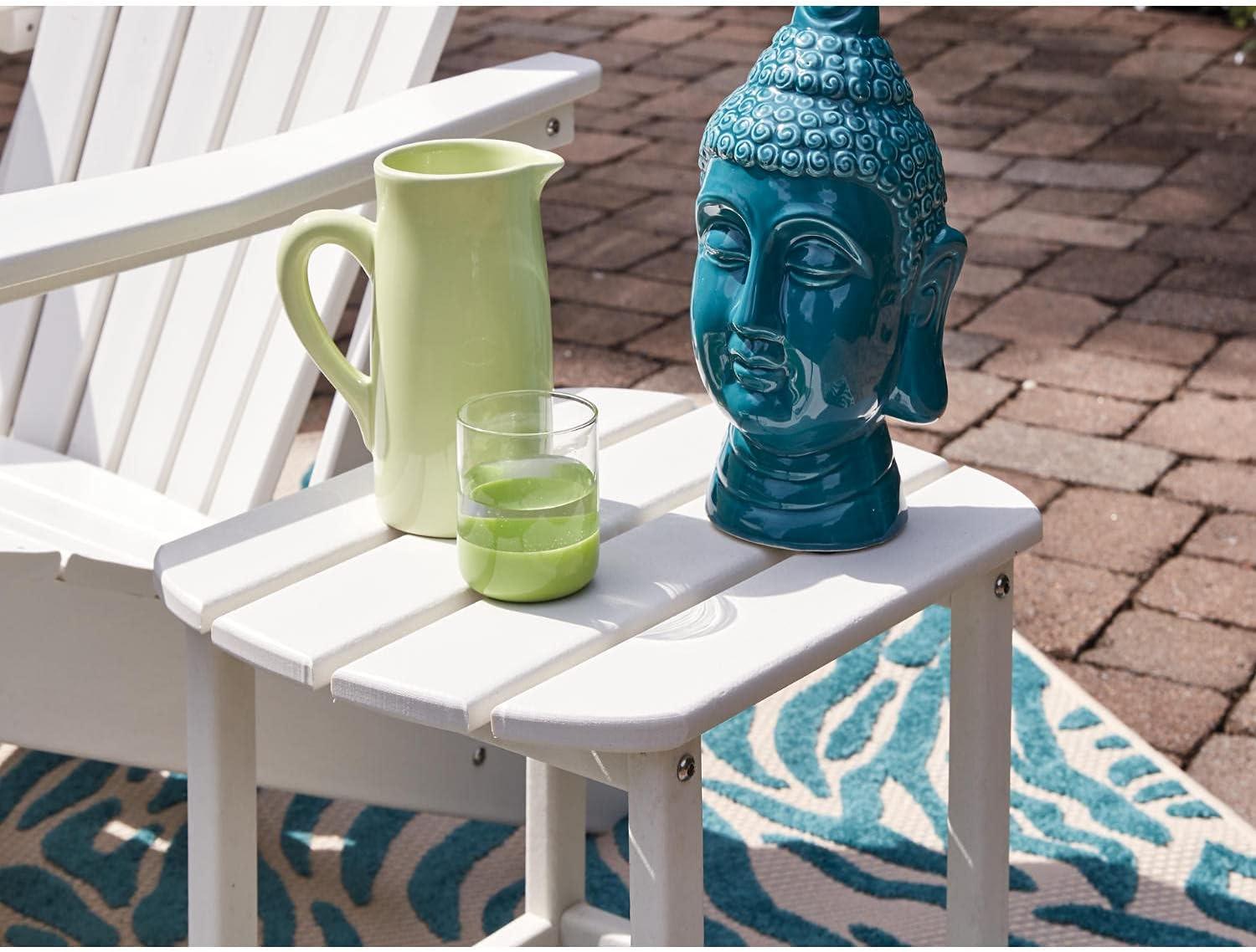 imageSignature Design by Ashley Sundown Treasure Outdoor Patio HDPE Weather Resistant End Table BrownWhite