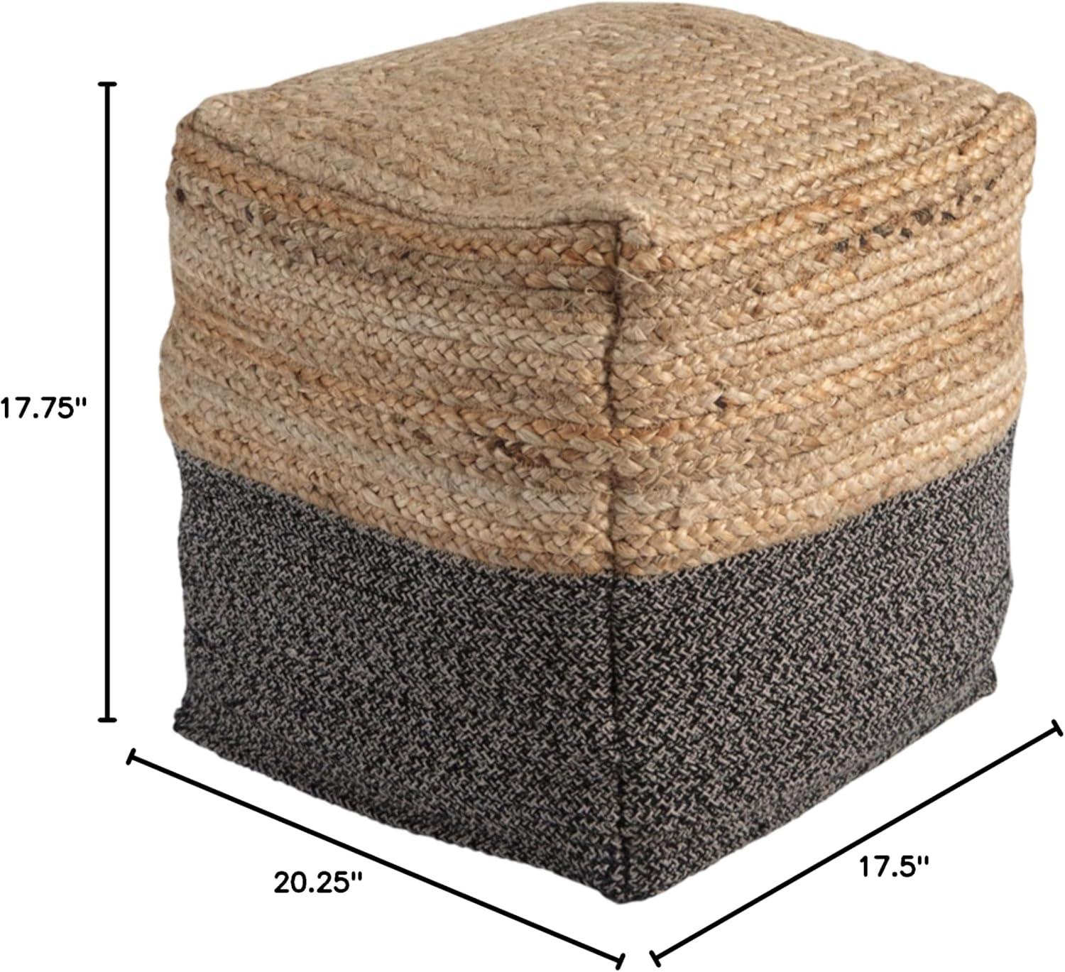 imageSignature Design by Ashley Sweed Valley Jute Cotton ampamp Farmhouse Poufs 19 x 19 Inches ampamp 175 x 2025 InchesWhite
