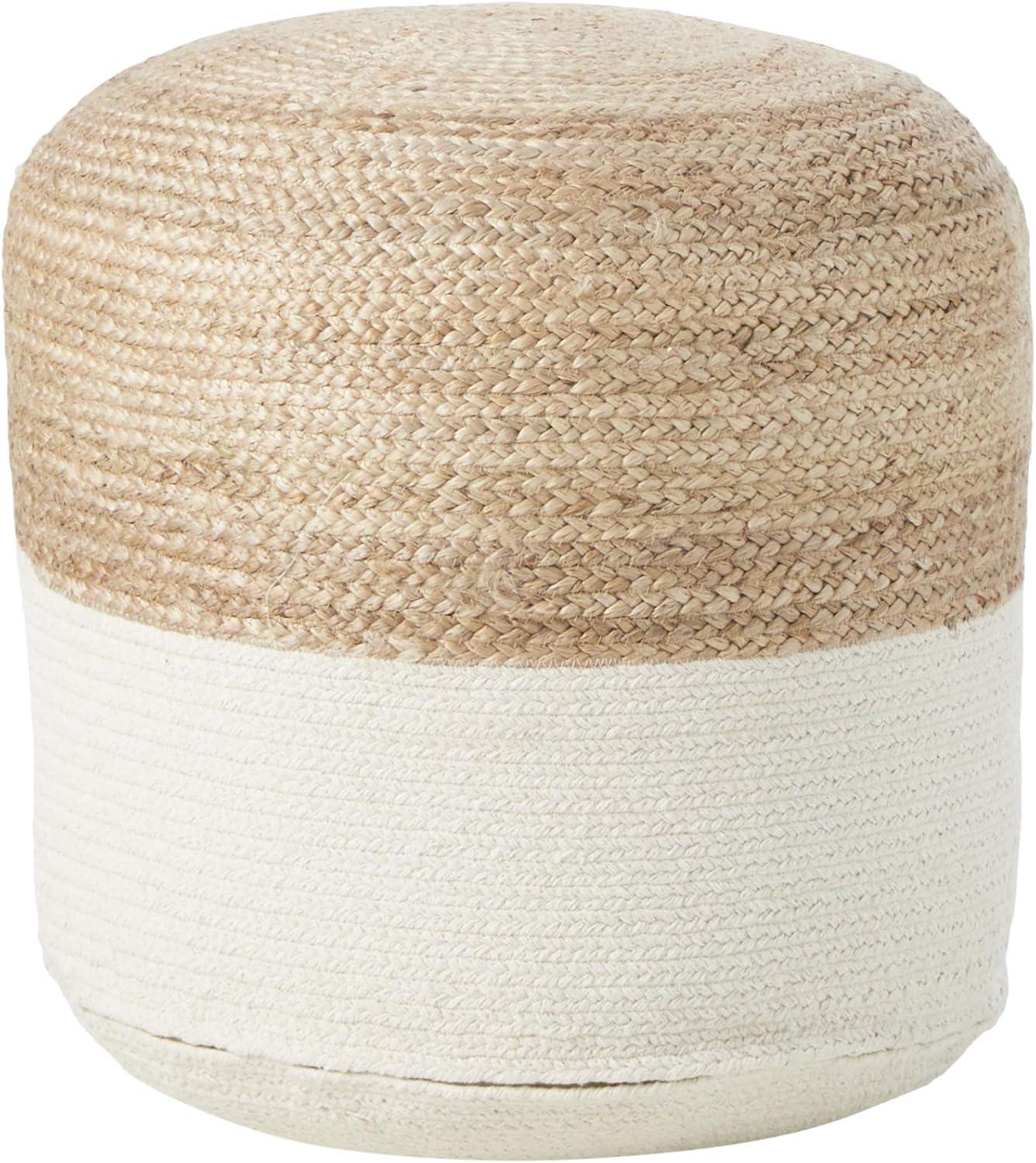 imageSignature Design by Ashley Sweed Valley Jute Cotton ampamp Farmhouse Poufs 19 x 19 Inches ampamp 175 x 2025 InchesWhite