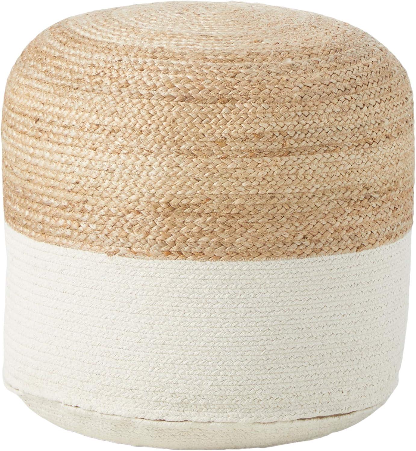 imageSignature Design by Ashley Sweed Valley Jute Cotton ampamp Farmhouse Poufs 19 x 19 Inches ampamp 175 x 2025 InchesWhite