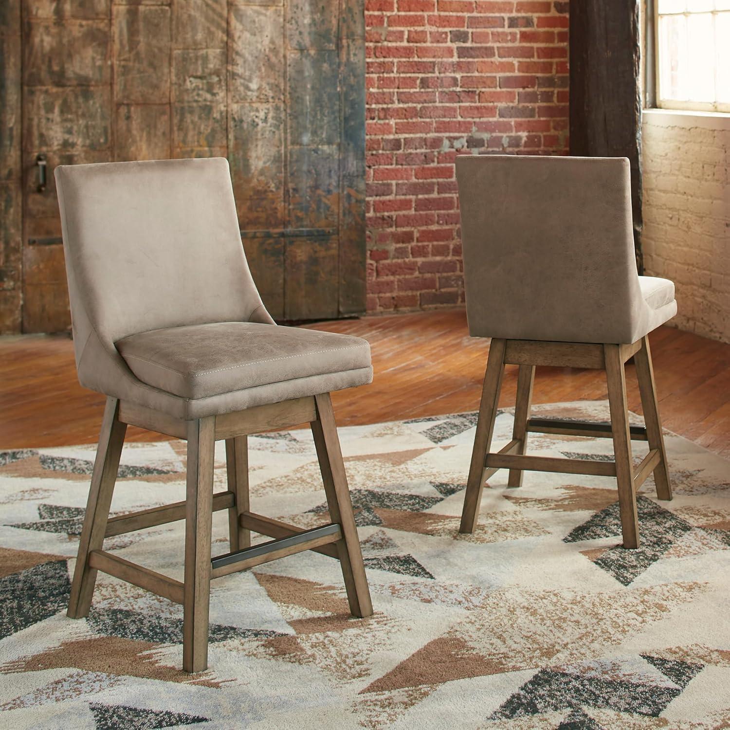 imageSignature Design by Ashley Tallenger Upholstered Counter Height Barstool Set of 2 BeigeBeige