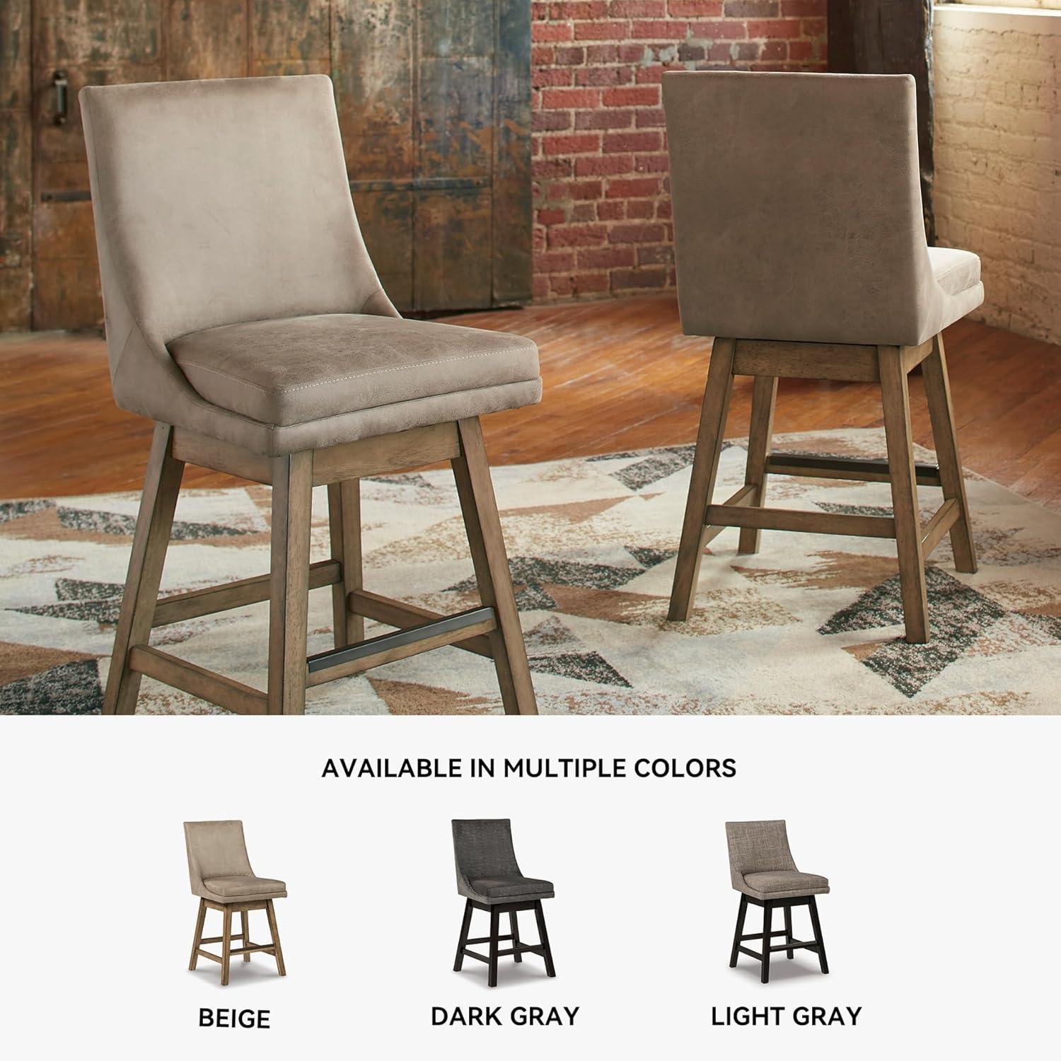 imageSignature Design by Ashley Tallenger Upholstered Counter Height Barstool Set of 2 BeigeBeige