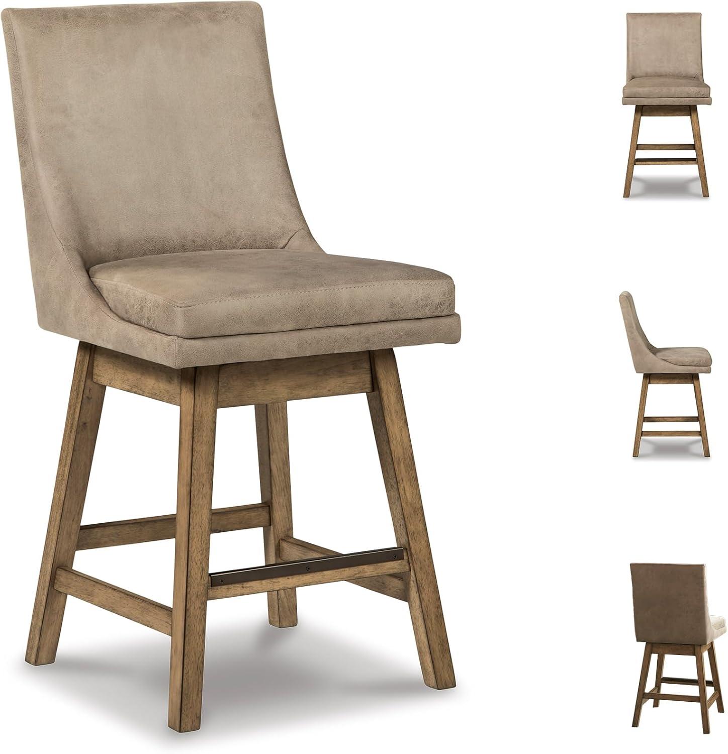 imageSignature Design by Ashley Tallenger Upholstered Counter Height Barstool Set of 2 BeigeBeige