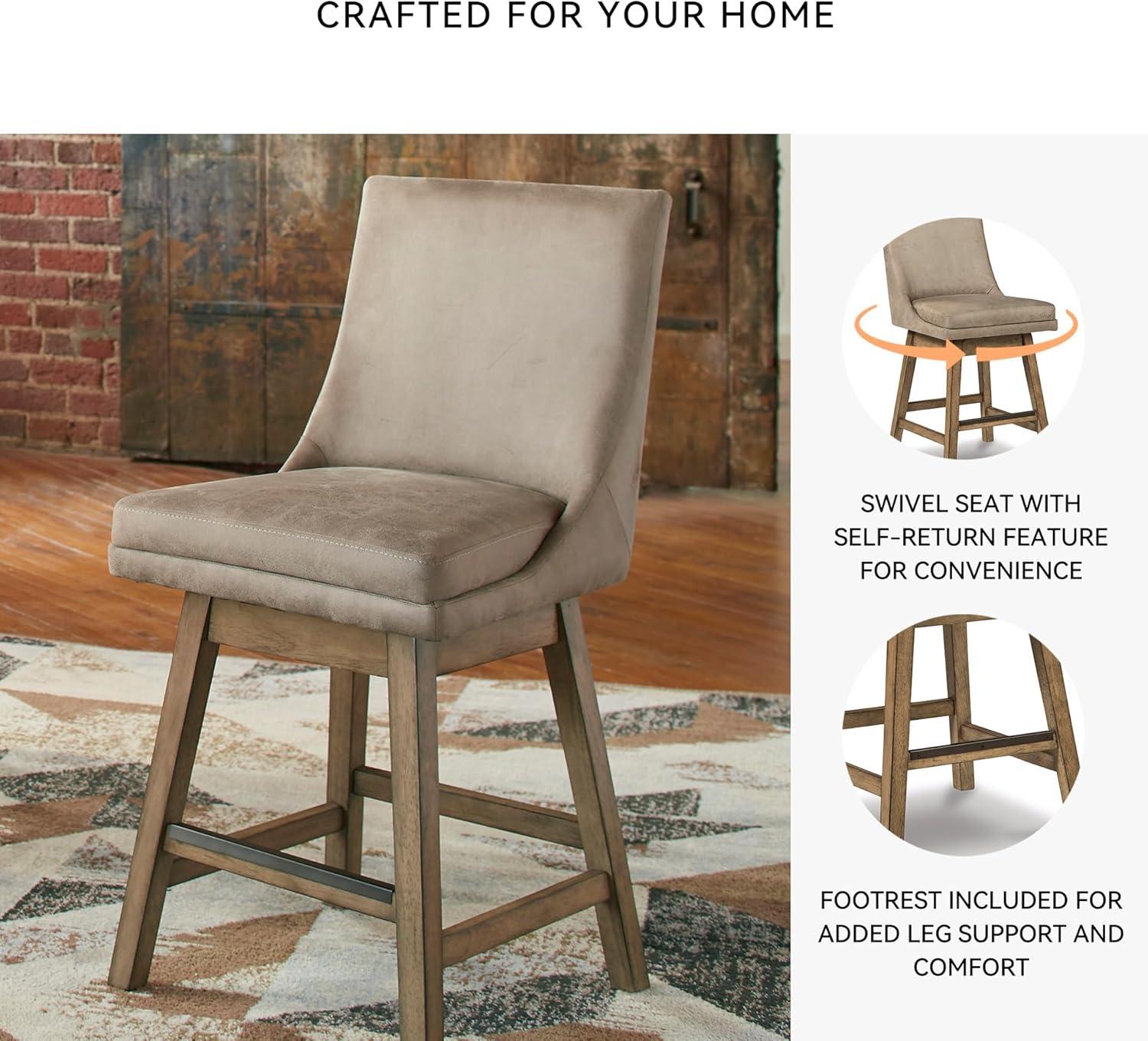 imageSignature Design by Ashley Tallenger Upholstered Counter Height Barstool Set of 2 BeigeBeige